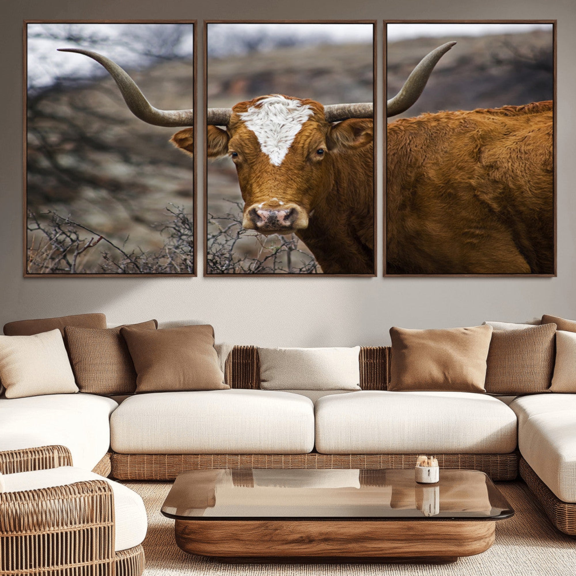 71797-MGV-CV-36X24-Framed Big Cow Animal Wall Art Canvas Print