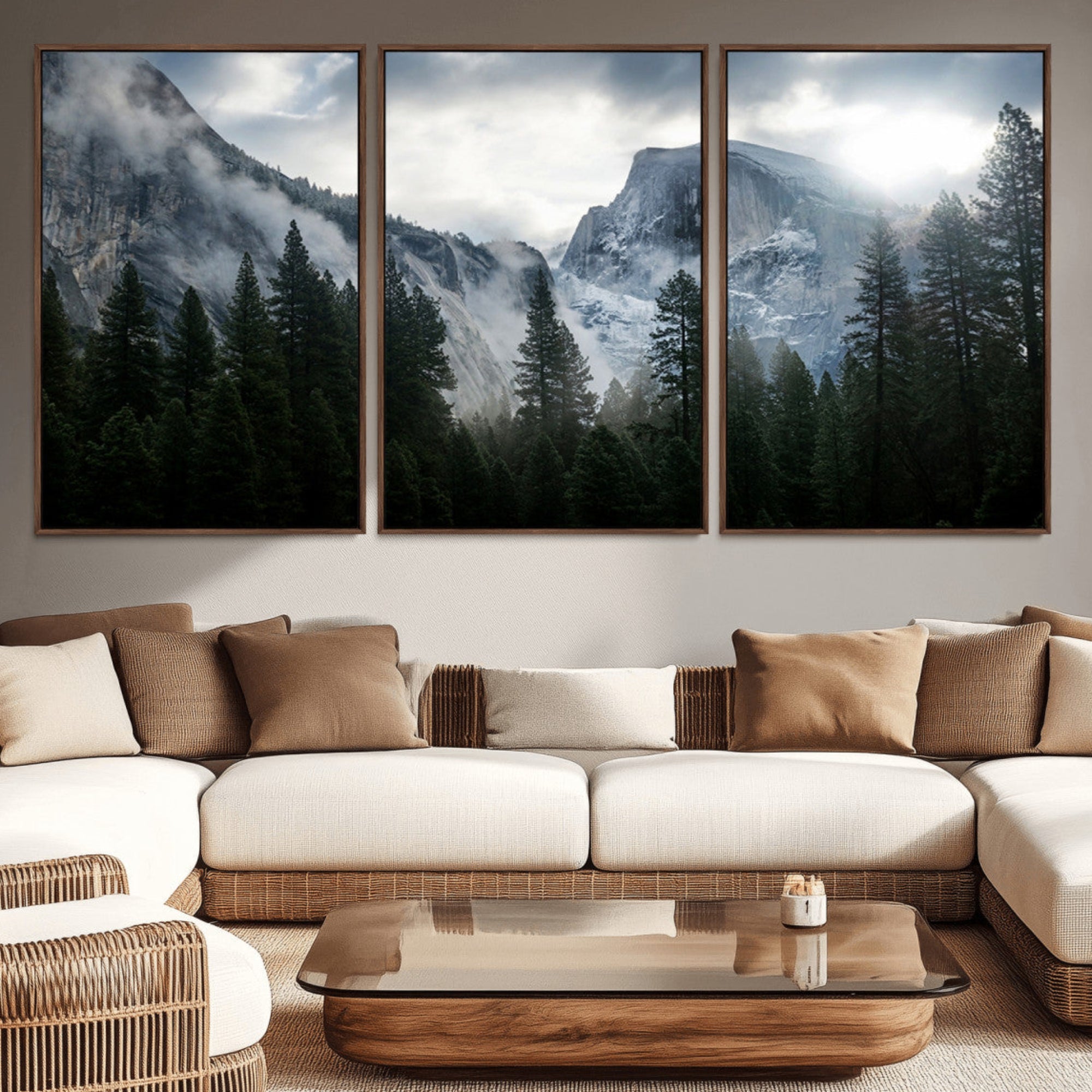 98725-MGV-CV-36X24-Yosemite National Park El Capitan Foggy Mountain Wall Art | Large Canvas Print for Living Room,