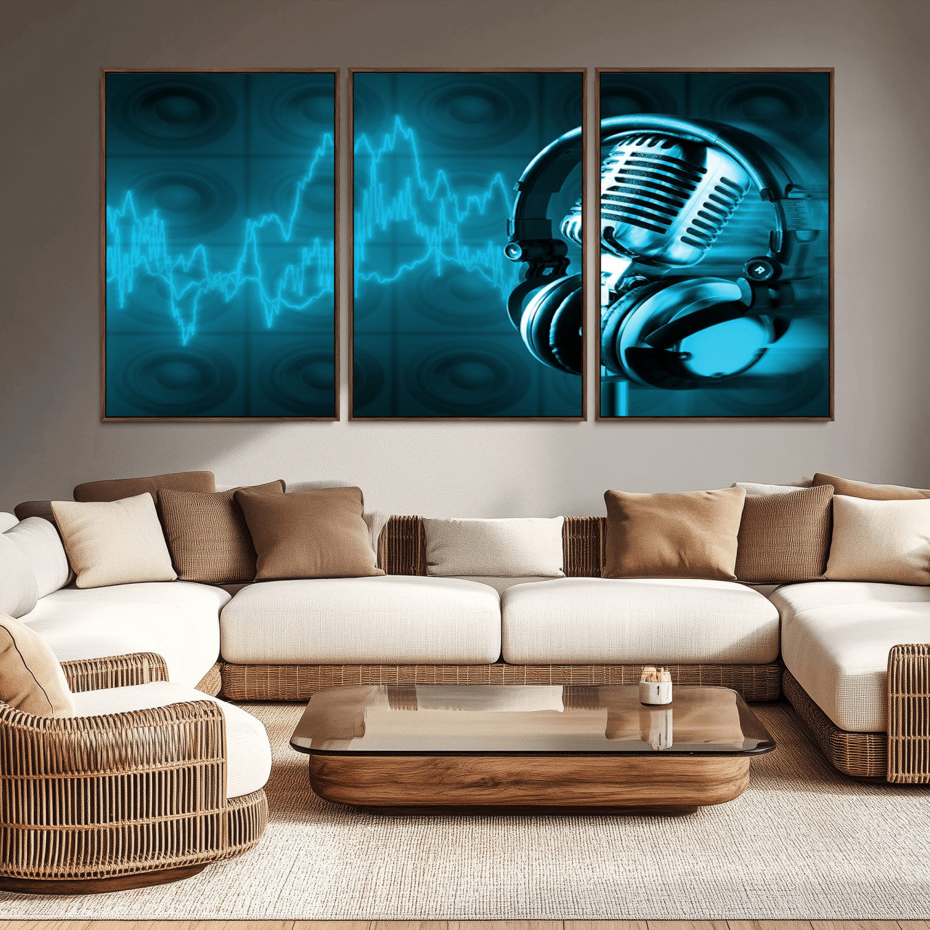 -Music and Microphone Wall Art Canvas Print