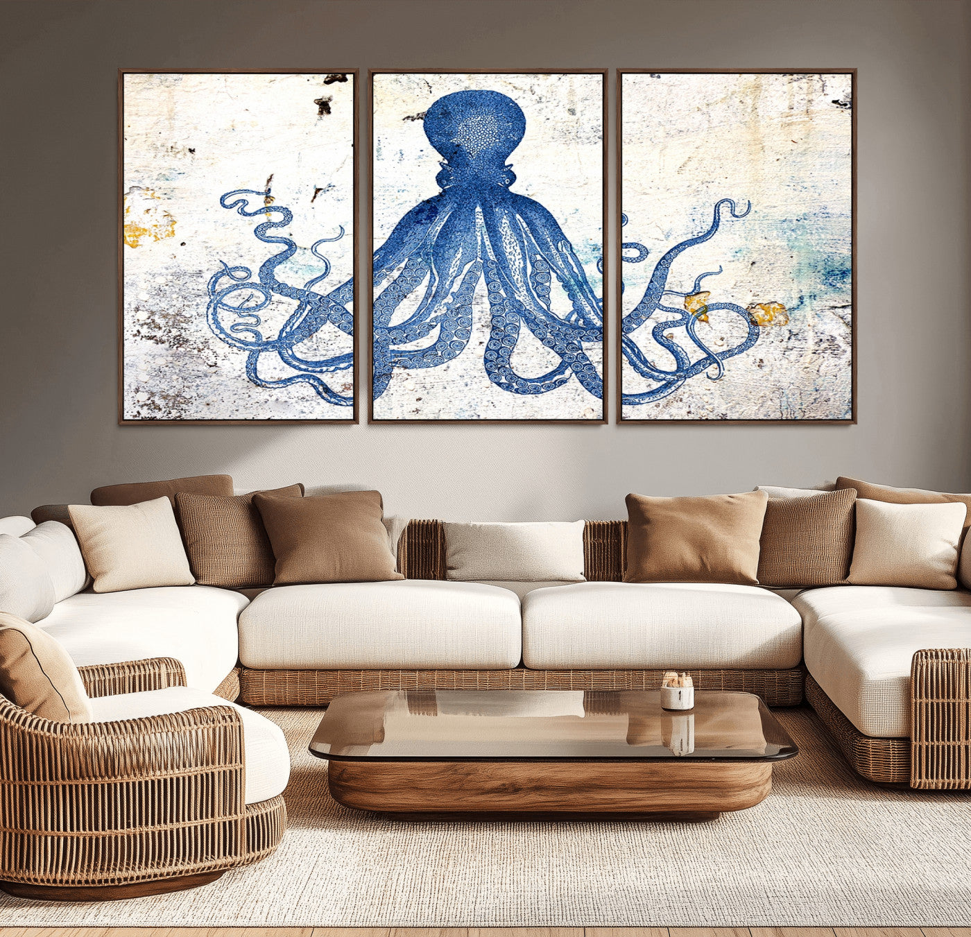 38211-MGV-CV-36X24-Octopus Canvas Wall Art | Coastal Marine Life Artwork for Living Room, Bedroom, or Office |