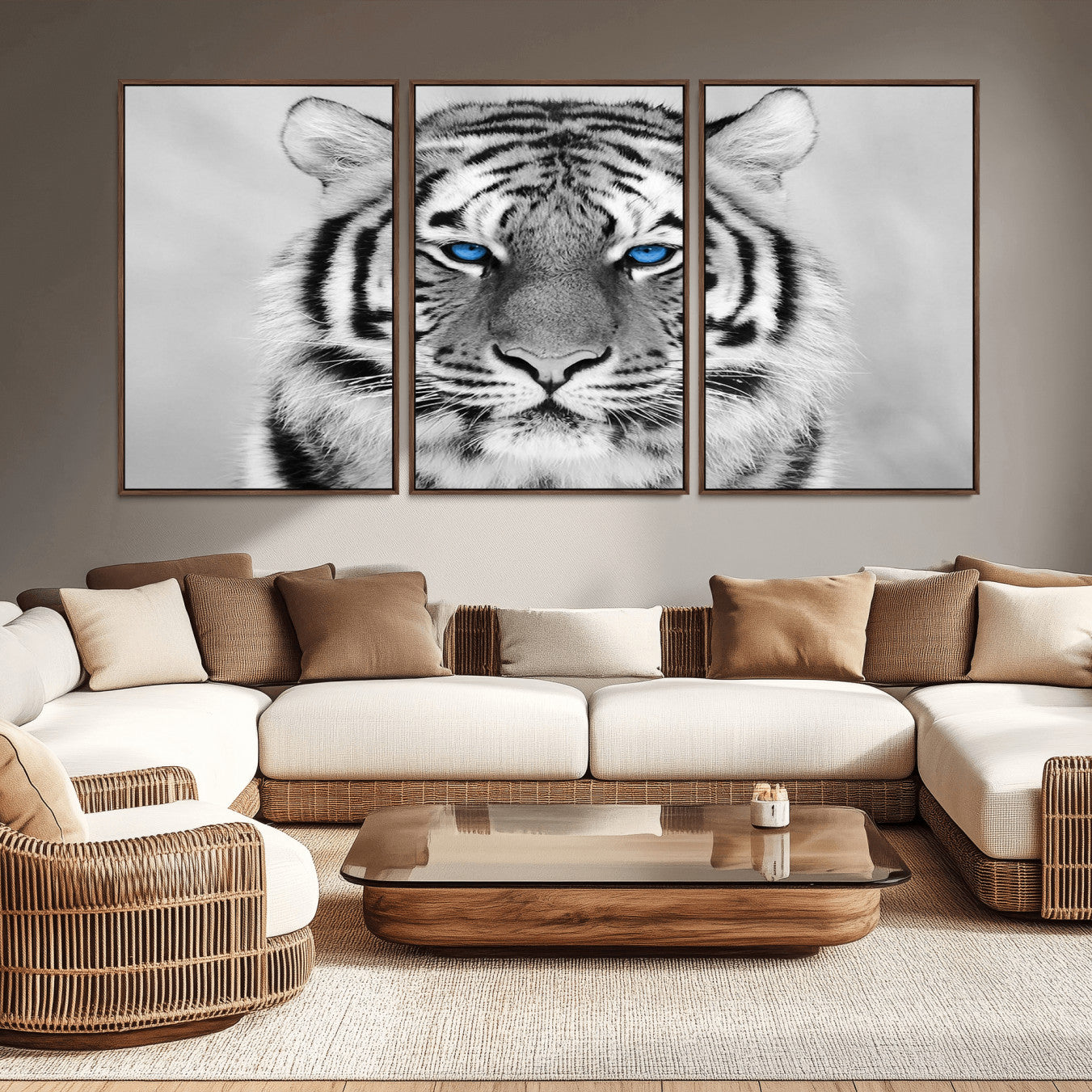 -Black and White Tiger Wall Art Animal Canvas Print