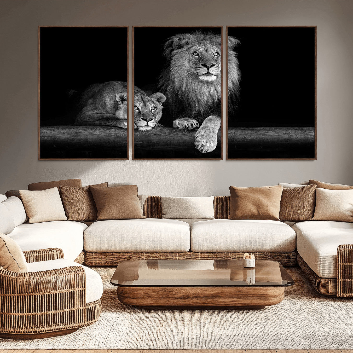 -Lion Family Wall Art Canvas Print