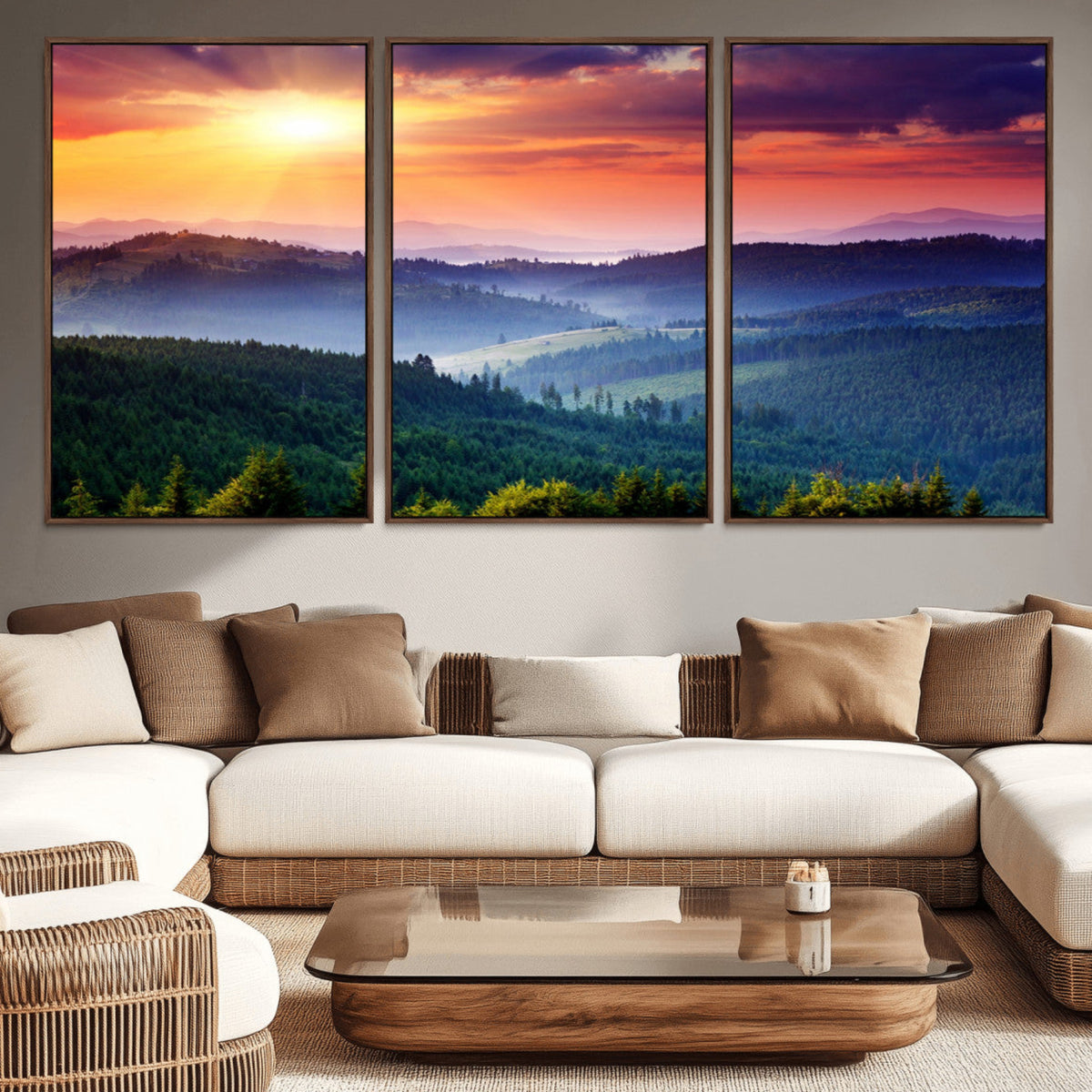 Mountain and Sunset Wall Art Canvas Print – MyGreatCanvas | Premium ...