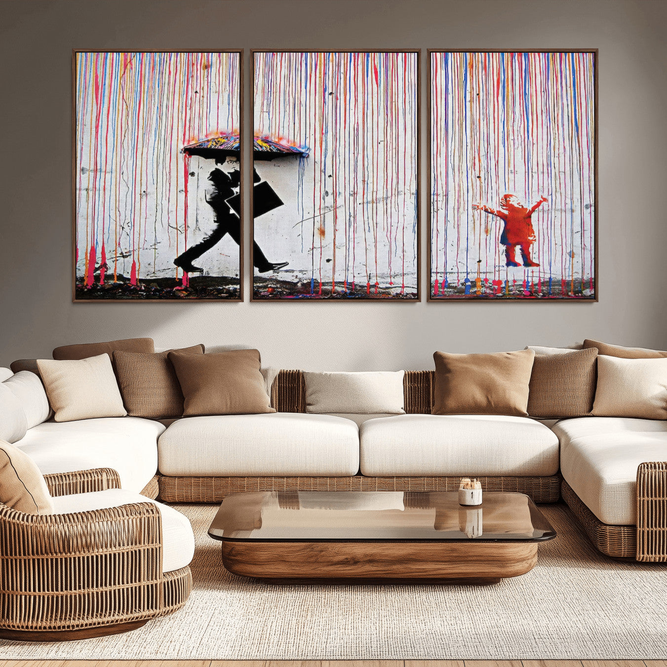 -Banksy Wall Art Canvas Print, Framed Graffiti Art Picture Print, Banksy Urban Graffiti Perfect Modern Decor Artwork