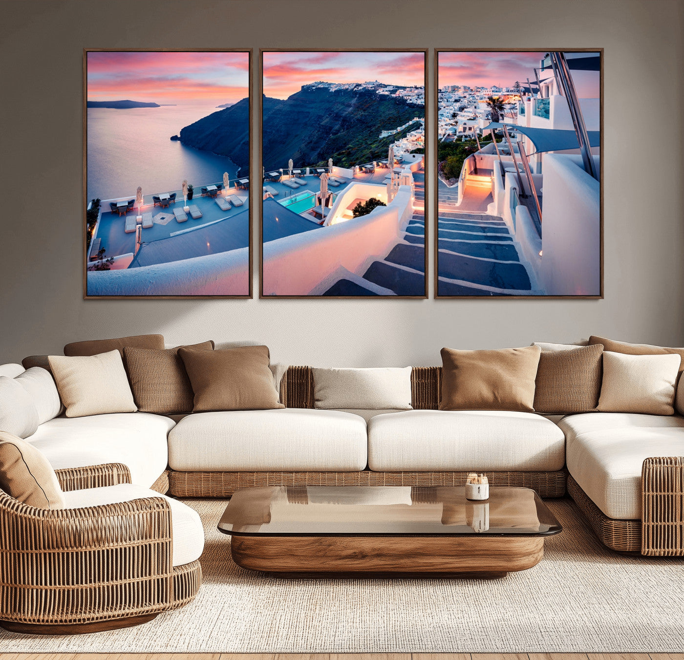 -Santorini Island Wall Art Canvas Print