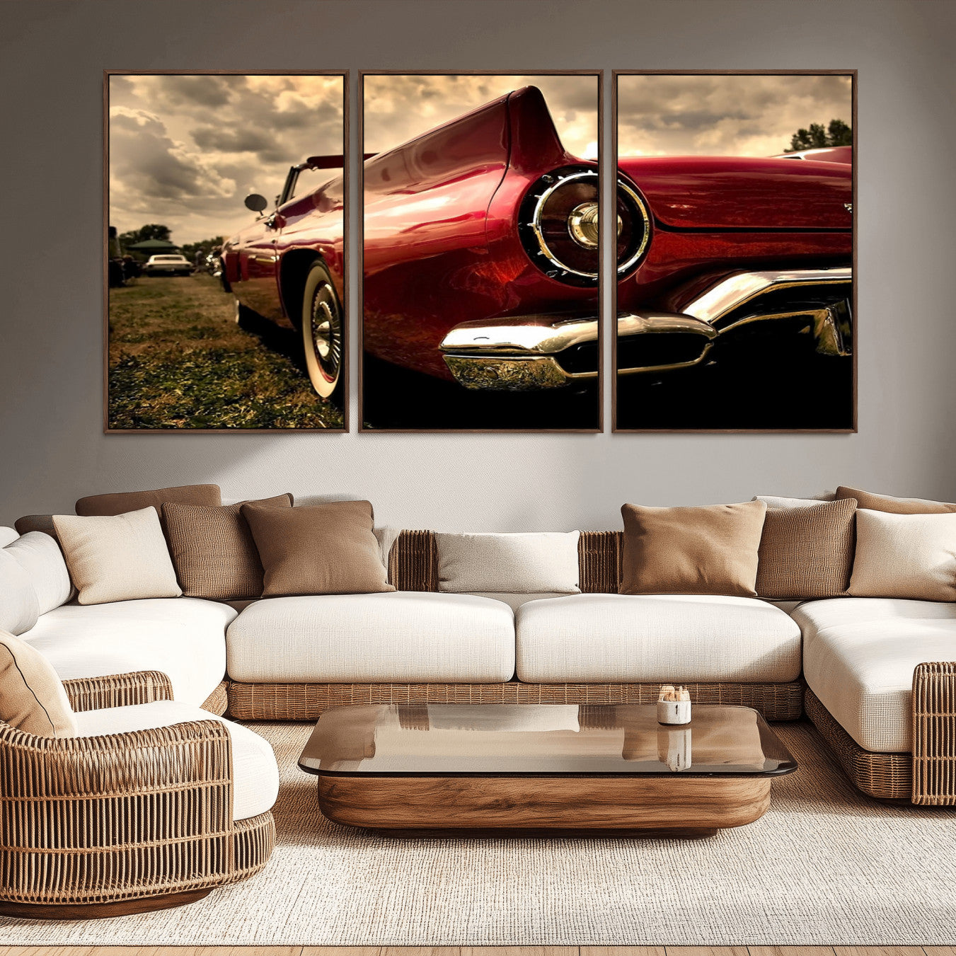 -Red Classic Car Wall Art Canvas Print