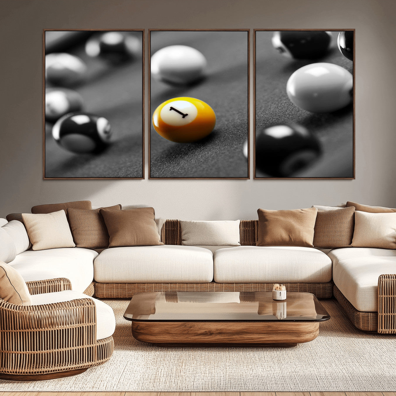 -Wall Art Pool Table and Balls Canvas Print