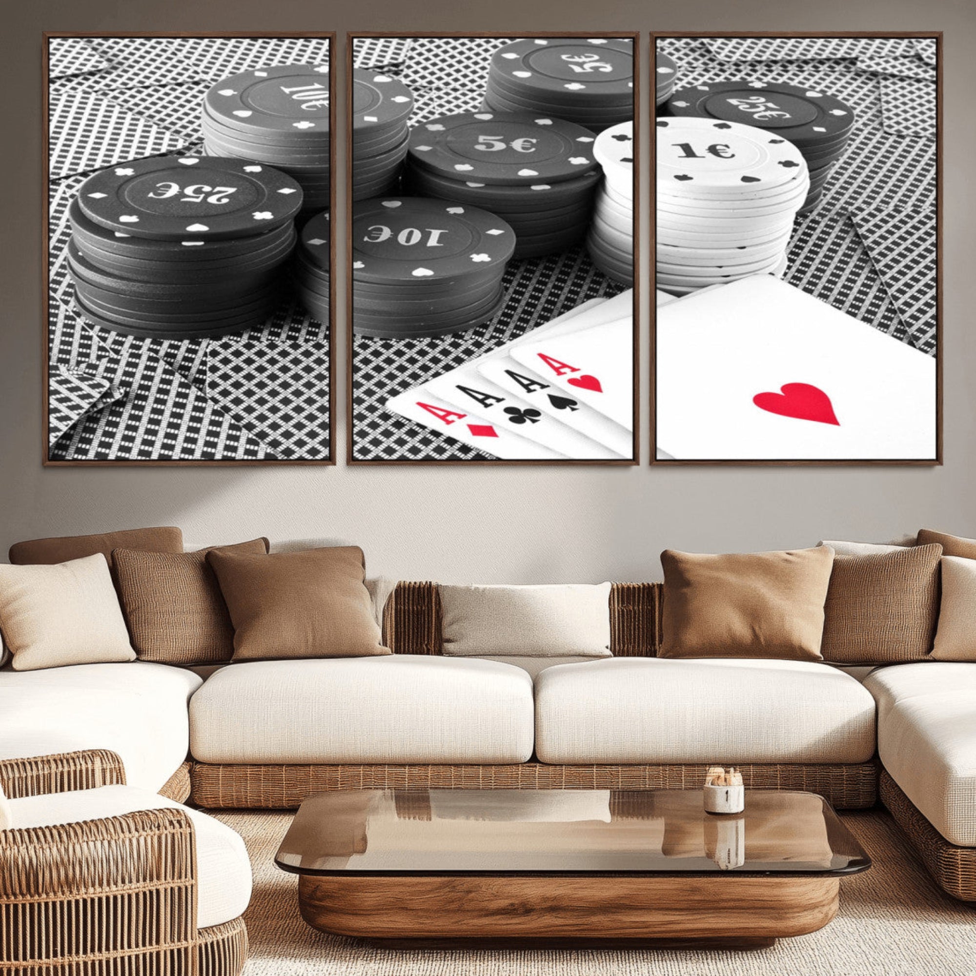 47531-MGV-CV-36X24-Poker Game Cards Wall Art Canvas, Multi Panel Wall Art Canvas Print
