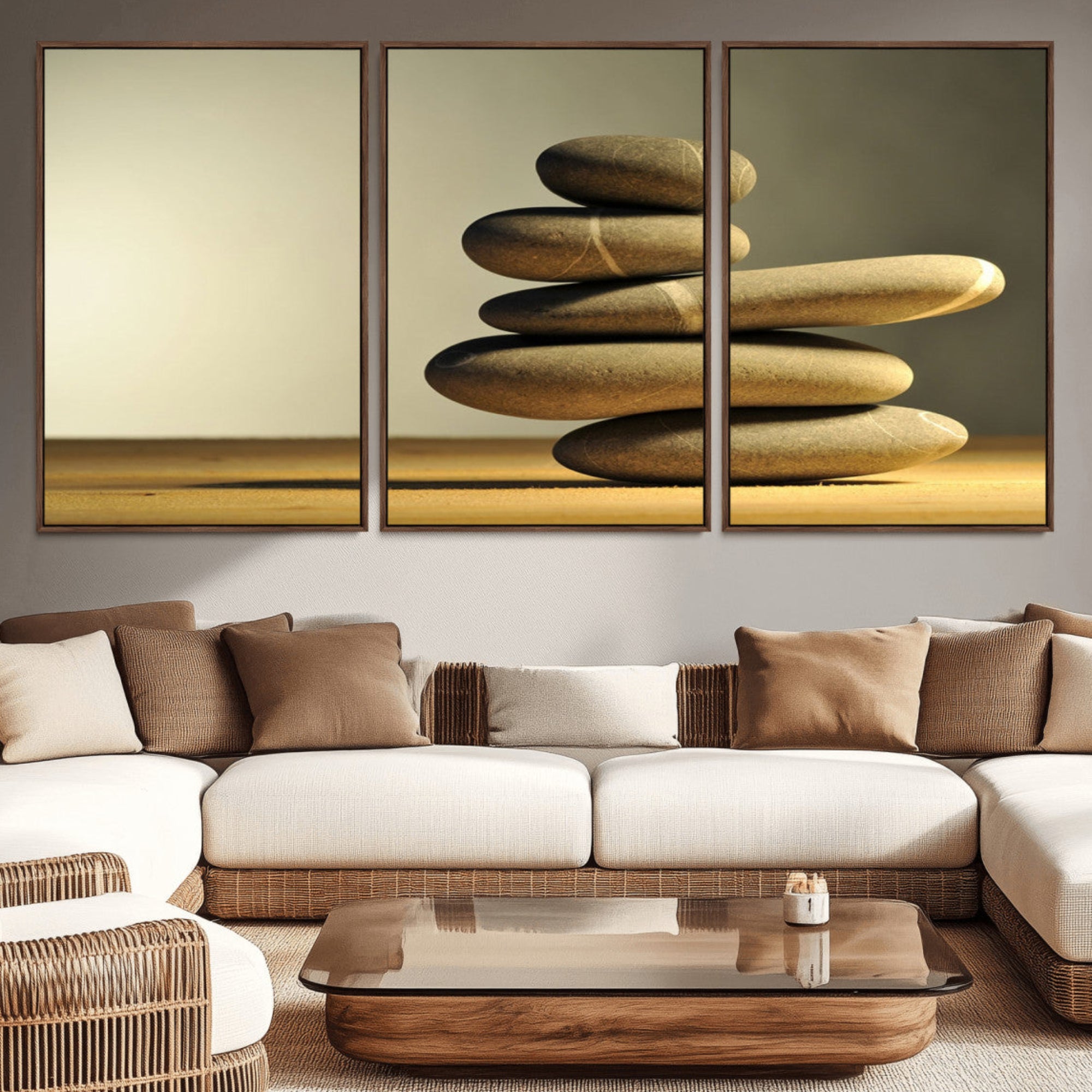 90045-MGV-CV-36X24-Fluvial Zen Stones Canvas Wall Art Print