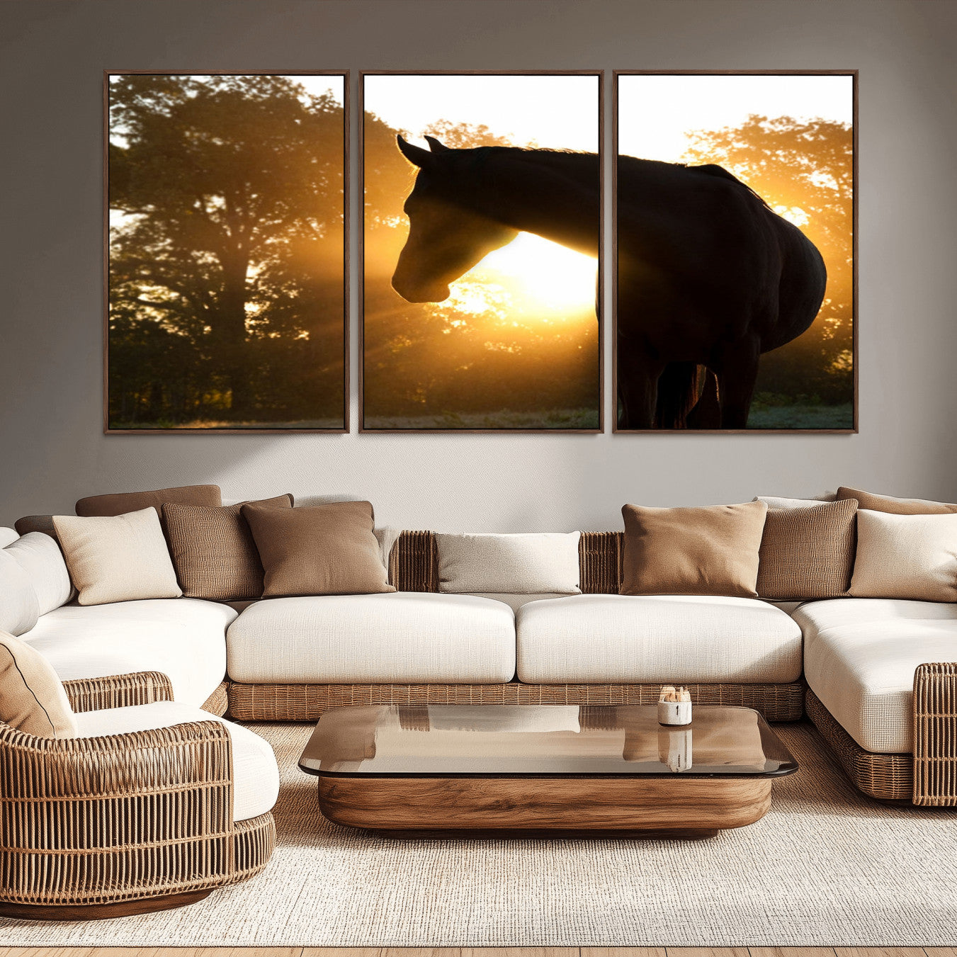 -Horse at Sunset Wall Art Animal Canvas Print