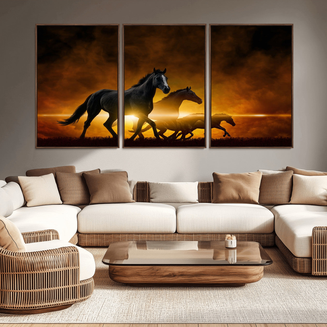 -Horse Wall Art Canvas Print, Multi Panel Animal Canvas Print
