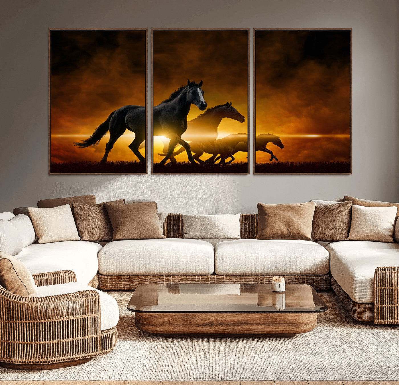 56665-MGV-CV-36X24-Horse Wall Art Canvas Print, Multi Panel Animal Canvas Print