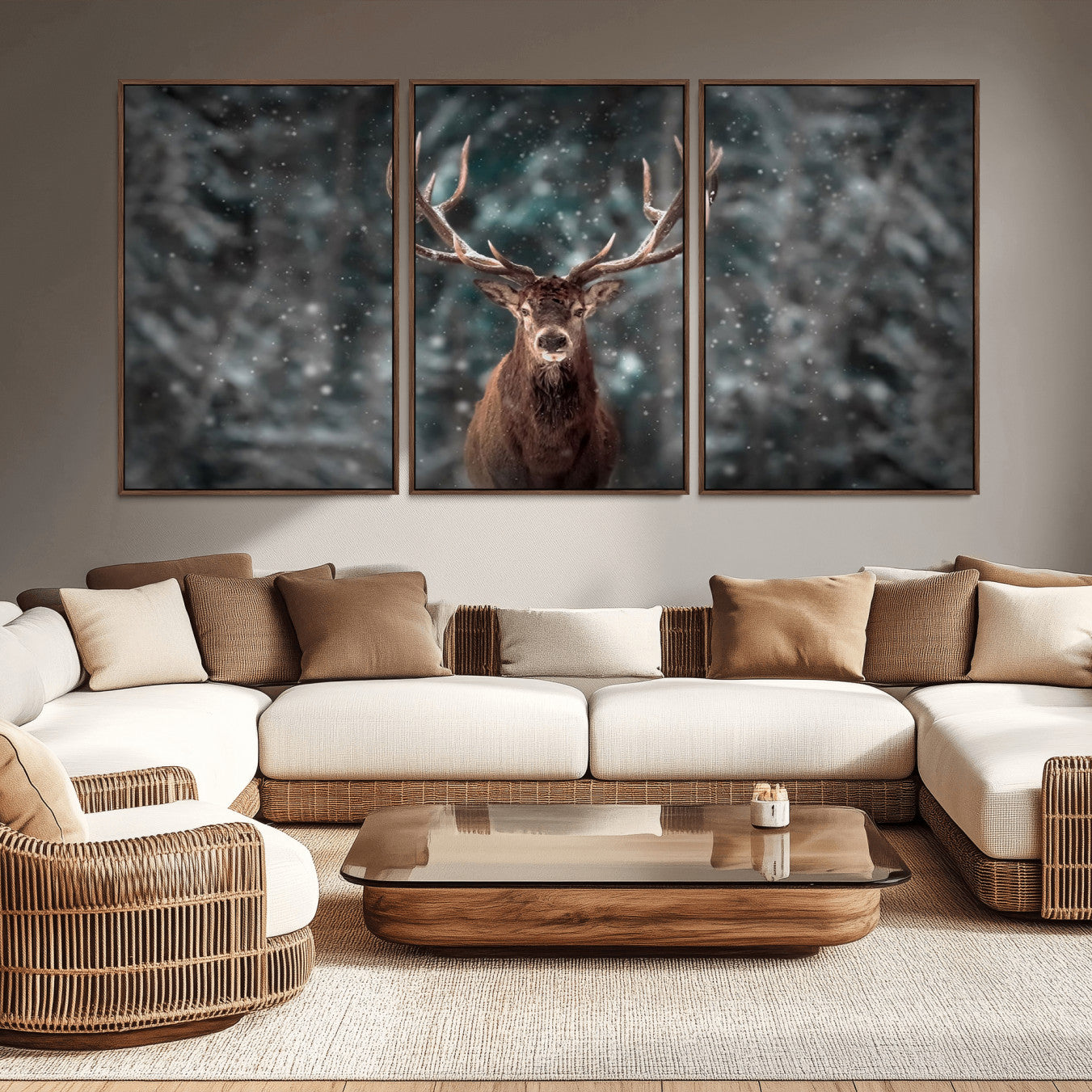 -Wall Art Deer Art Animal Canvas, Framed Wall Art Deer Canvas Print