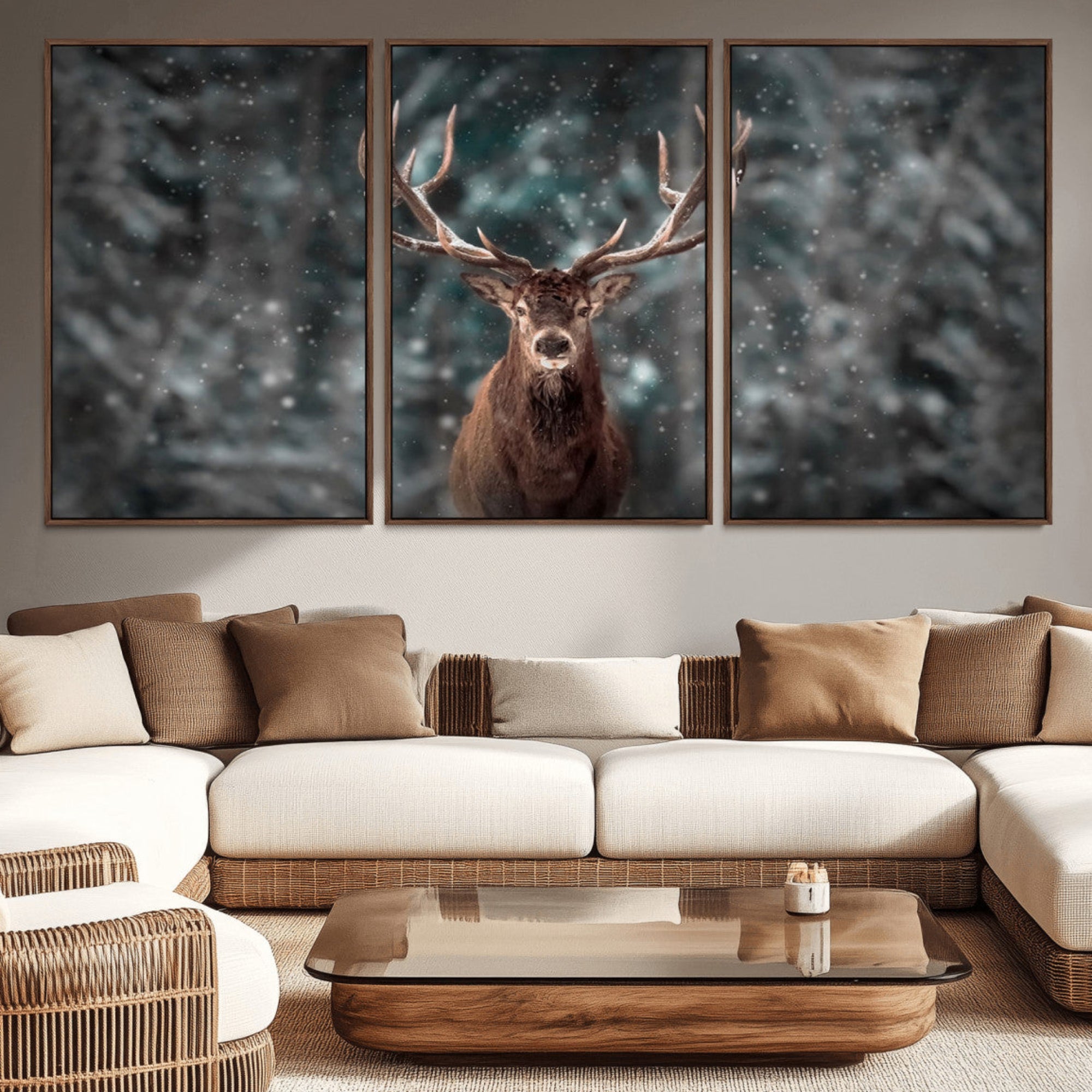 77011-MGV-CV-36X24-Wall Art Deer Art Animal Canvas, Framed Wall Art Deer Canvas Print