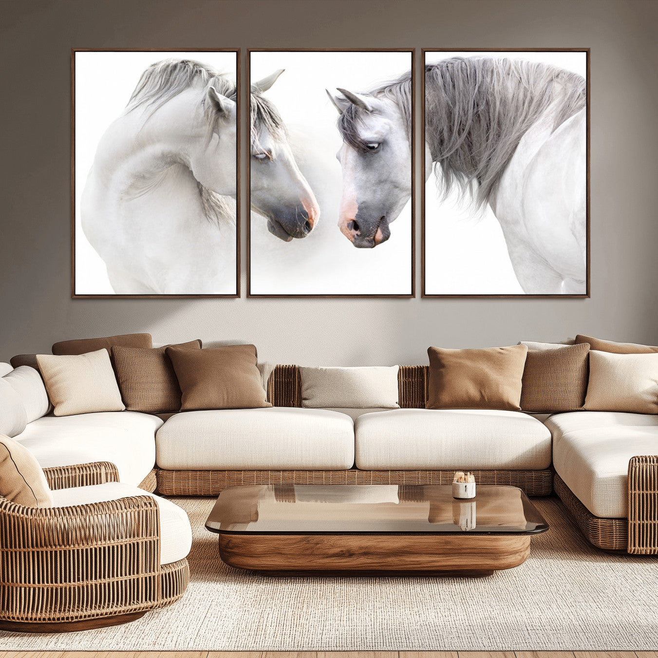 -White Horse Wall Art Animal Canvas Print