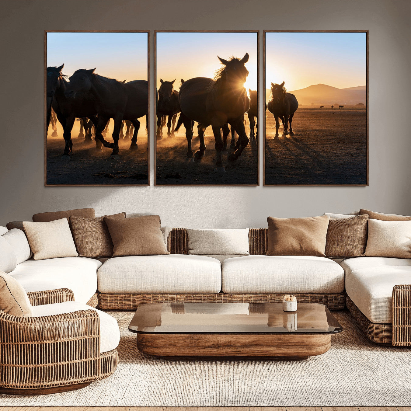 -Horse Herd Wall Art Animal Canvas Print
