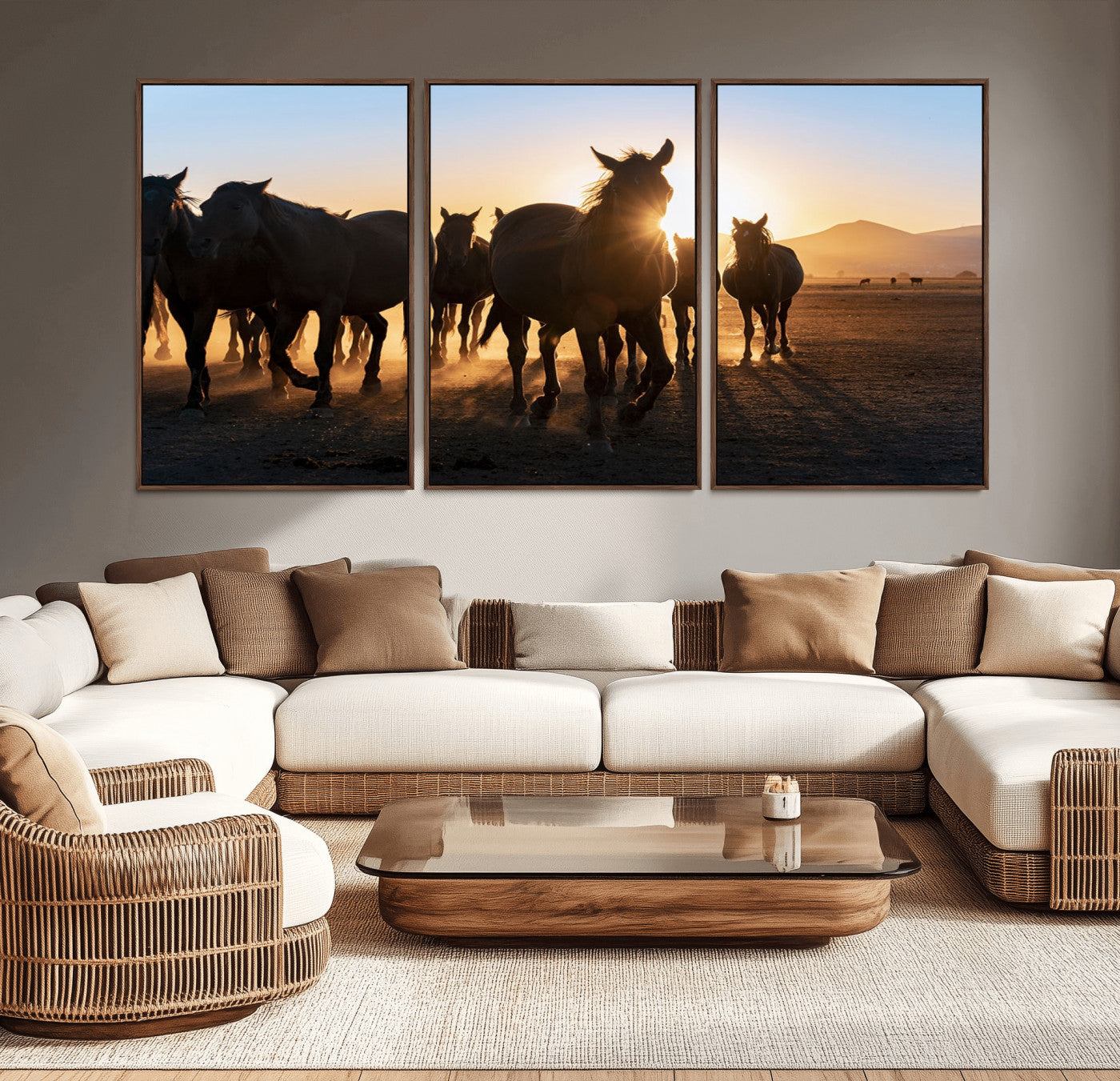 -Horse Herd Wall Art Animal Canvas Print