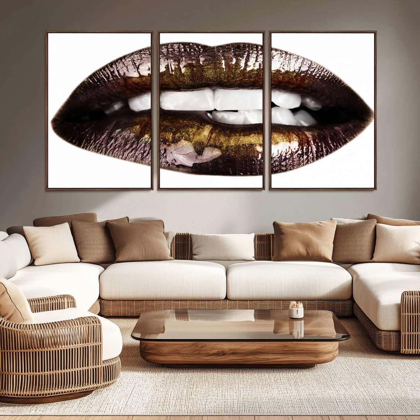 -Close Up Lips Wall Art Canvas Print