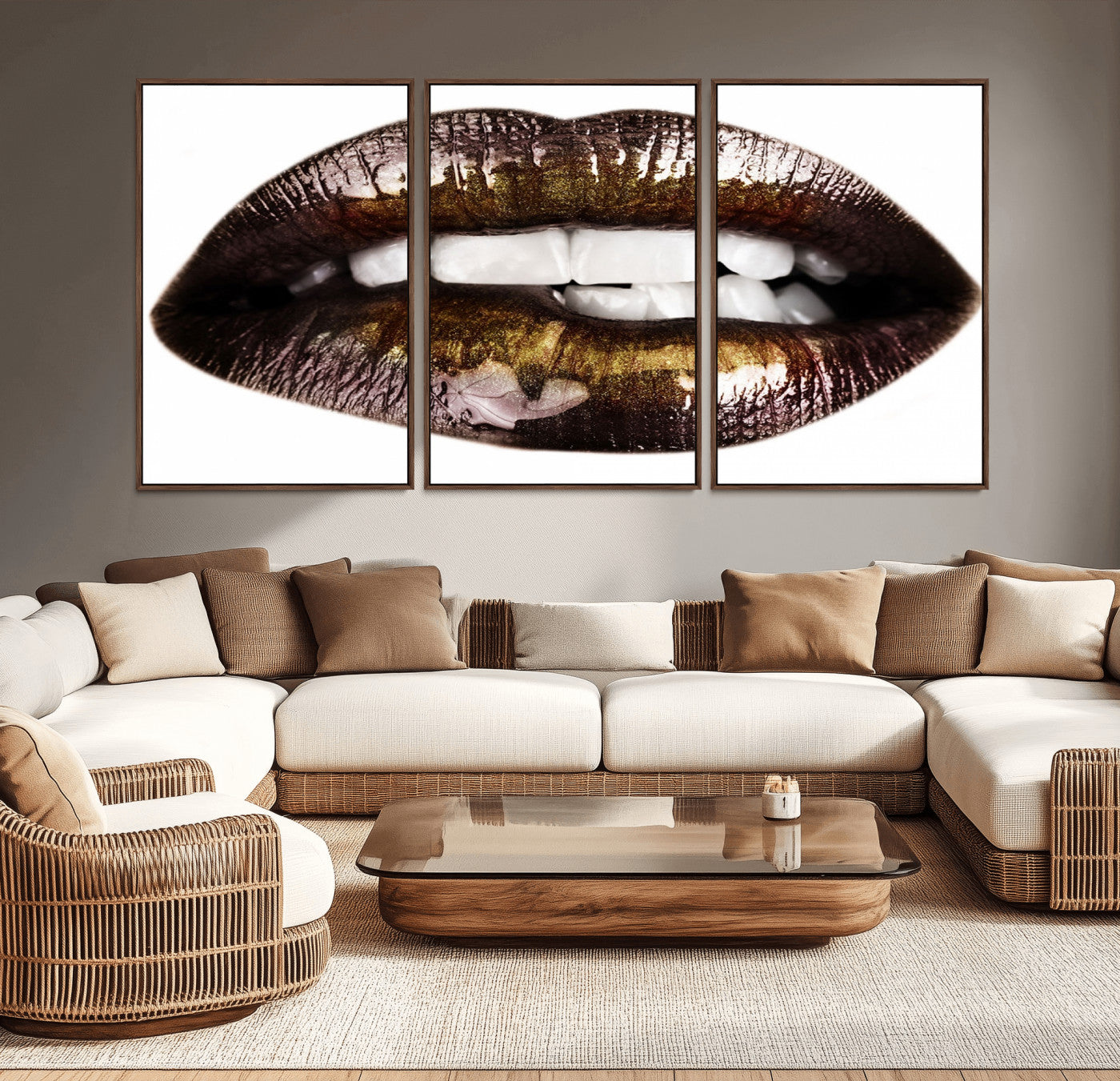 -Close Up Lips Wall Art Canvas Print