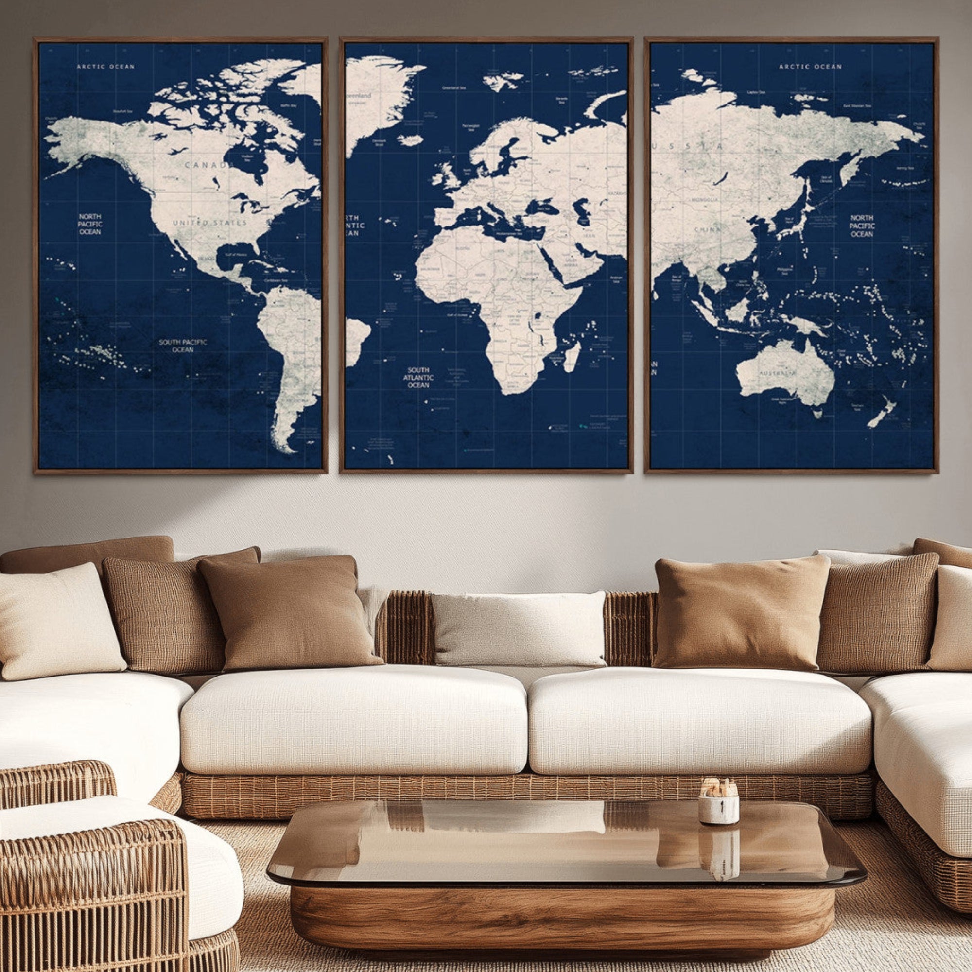 16589-MGV-CV-36X24-Push Pin World Map Canvas Print – Travel Tracker Wall Art for Couples, Perfect Anniversary Gift for Home or Office Decor
