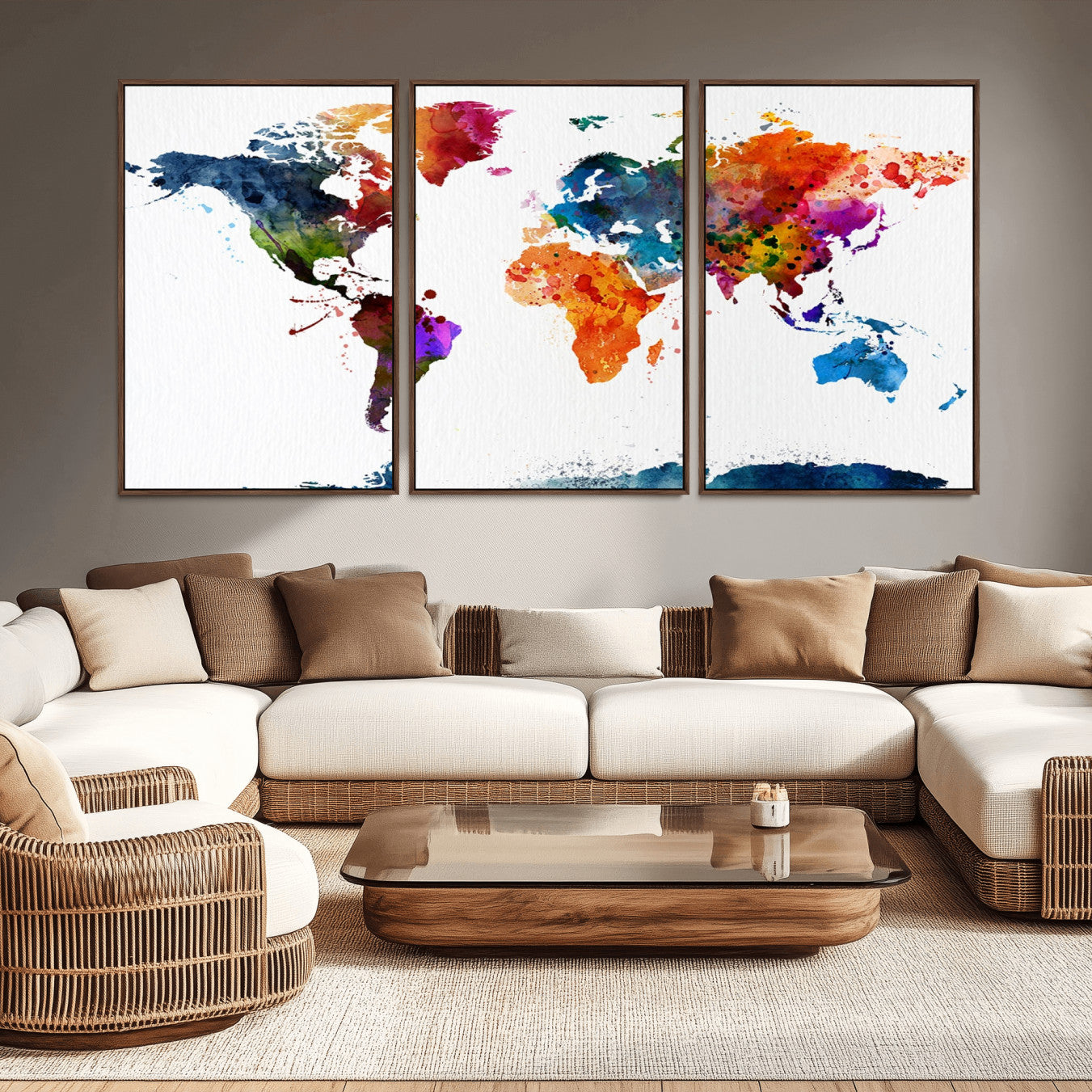 -Push Pin World Map Canvas Print – Travel Tracker Wall Art for Couples, Perfect Anniversary Gift for Home or Office Decor