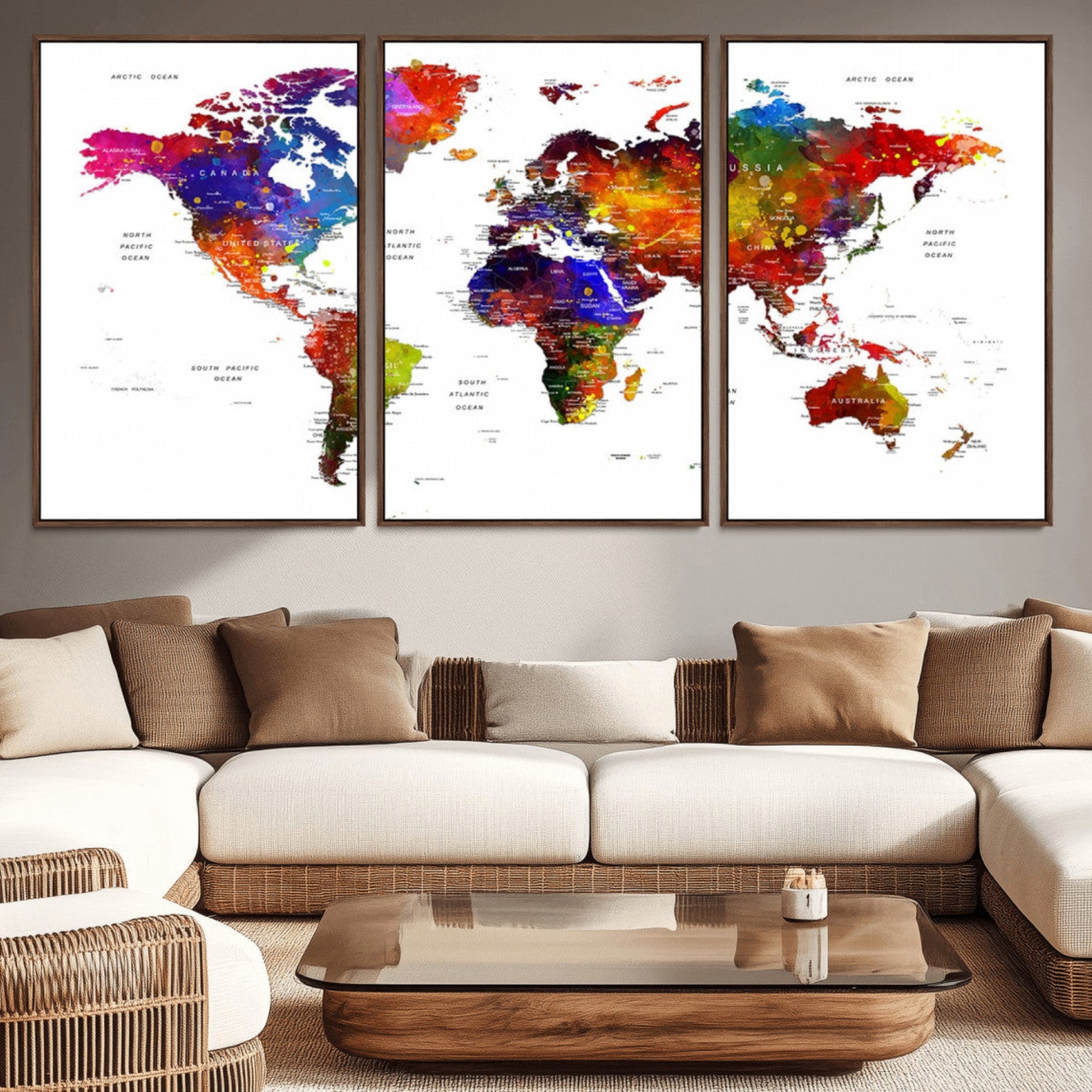34842-MGV-CV-36X24-Push Pin World Map Canvas Print – Travel Tracker Wall Art for Couples, Perfect Anniversary Gift for Home or Office Decor