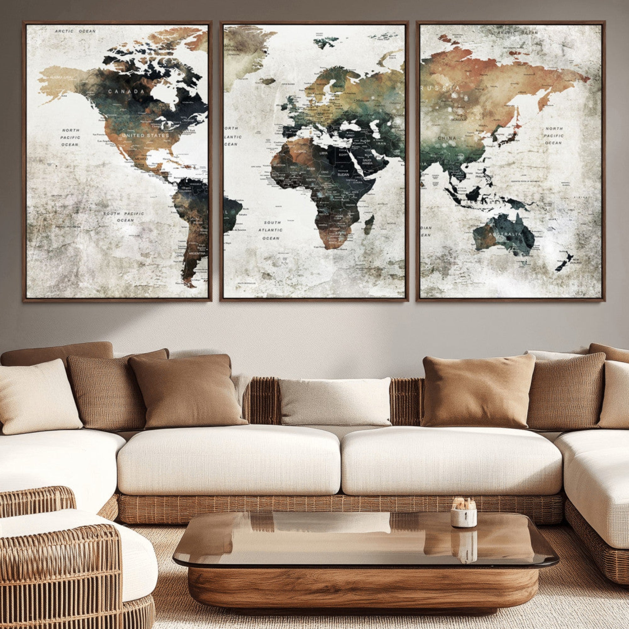 19444-MGV-CV-36X24-Push Pin World Map Canvas Print – Travel Tracker Wall Art for Couples, Perfect Anniversary Gift for Home or Office Decor