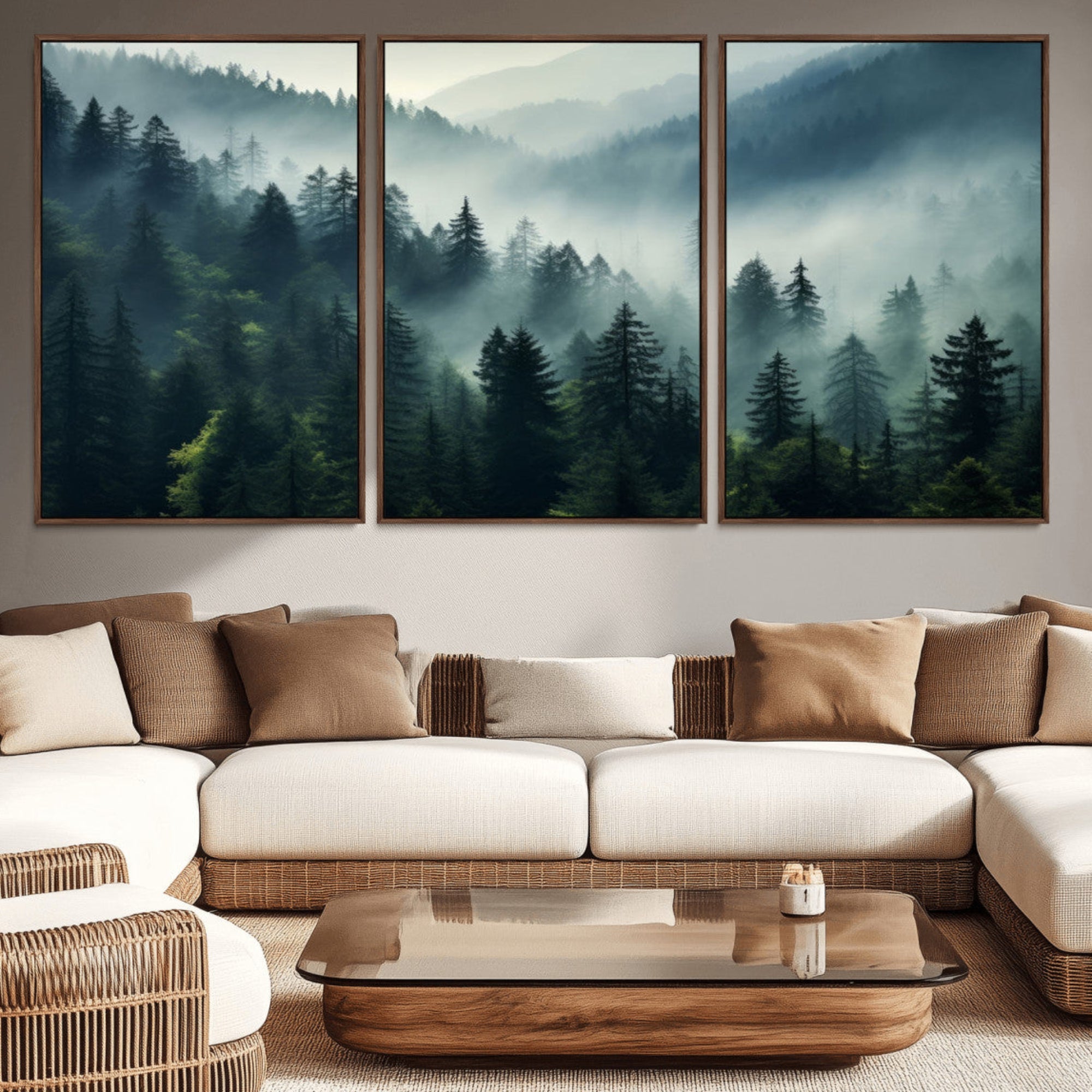 17687-MGV-CV-36X24-Captivating Misty Forest Wall Art Premium Canvas Print a Foggy and Serene Atmosphere Art