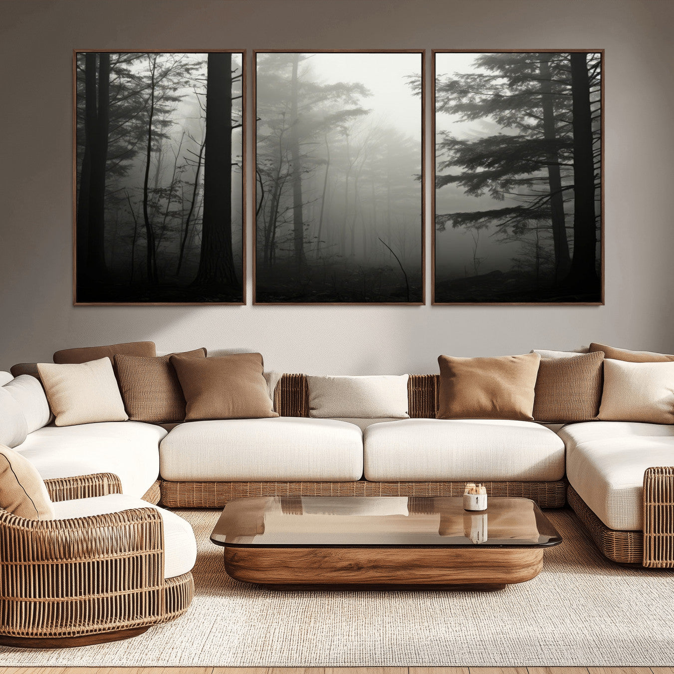 -Misty Forest Wall Art Premium Canvas Print a Foggy and Serene Atmosphere - Nature Wall Art