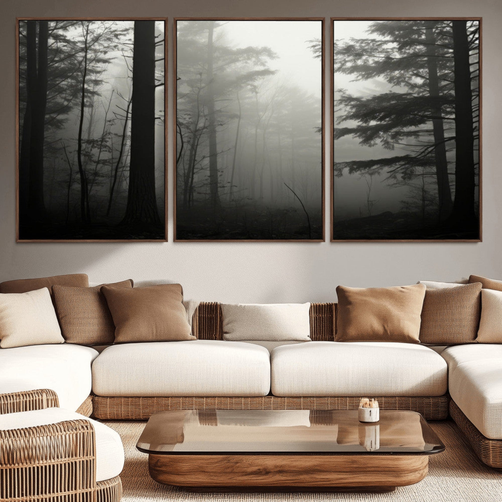 63515-MGV-CV-36X24-Misty Forest Wall Art Premium Canvas Print a Foggy and Serene Atmosphere - Nature Wall Art