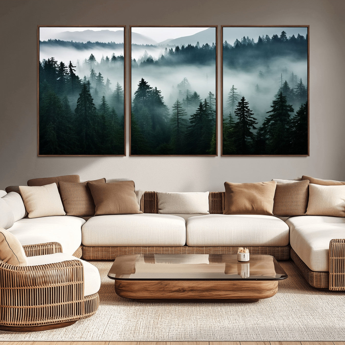 -Captivating Misty Forest Wall Art Canvas, Premium Canvas Print a Foggy and Serene Atmosphere