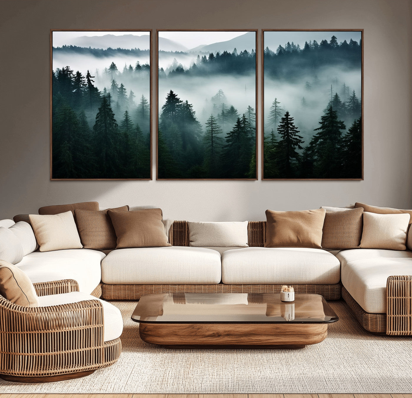 -Captivating Misty Forest Wall Art Canvas, Premium Canvas Print a Foggy and Serene Atmosphere