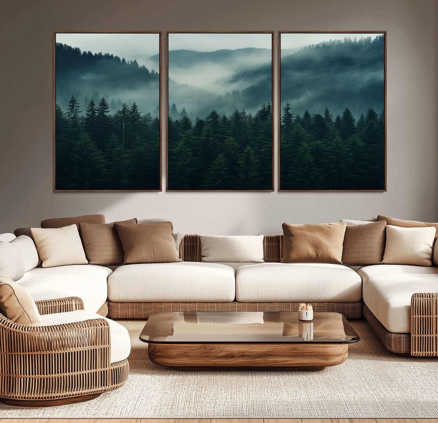 -Captivating Misty Forest Wall Art Premium Canvas Print, Foggy and Serene Atmosphere Wall Art Canvas