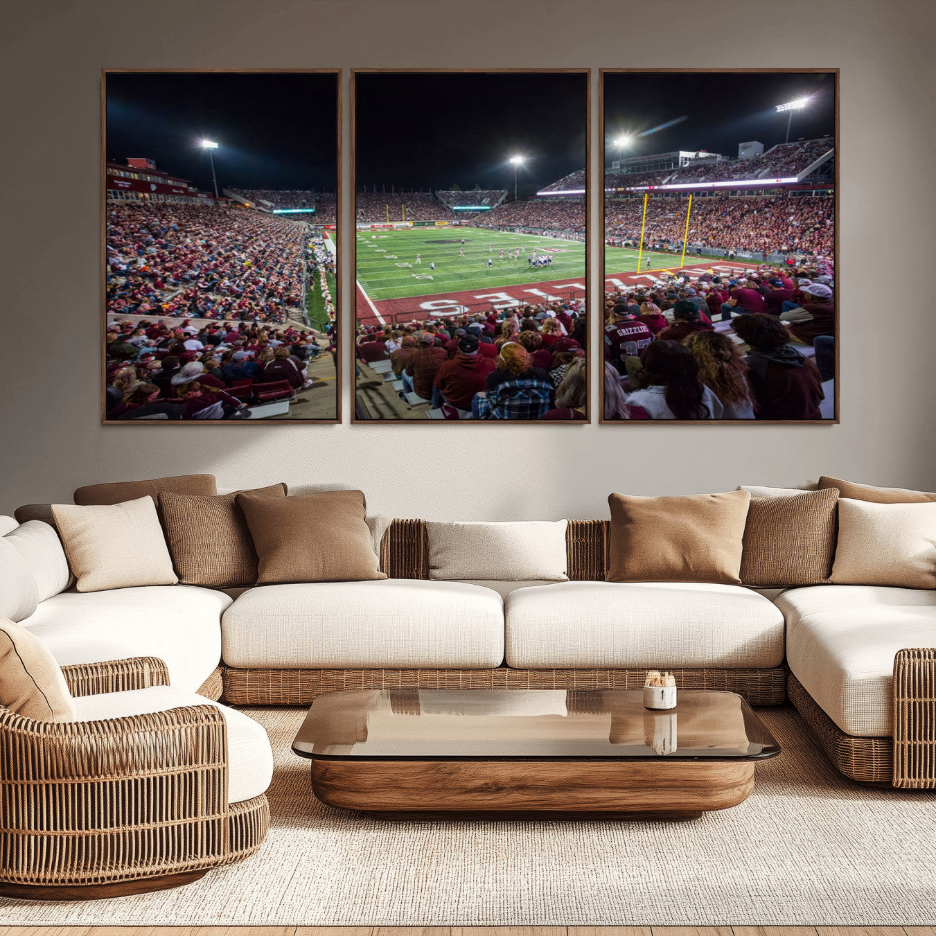 -American Football Wall Art Canvas Print Framed Stadium Sport Wall Art Print Iconic Game Day Decor for Home, Office
