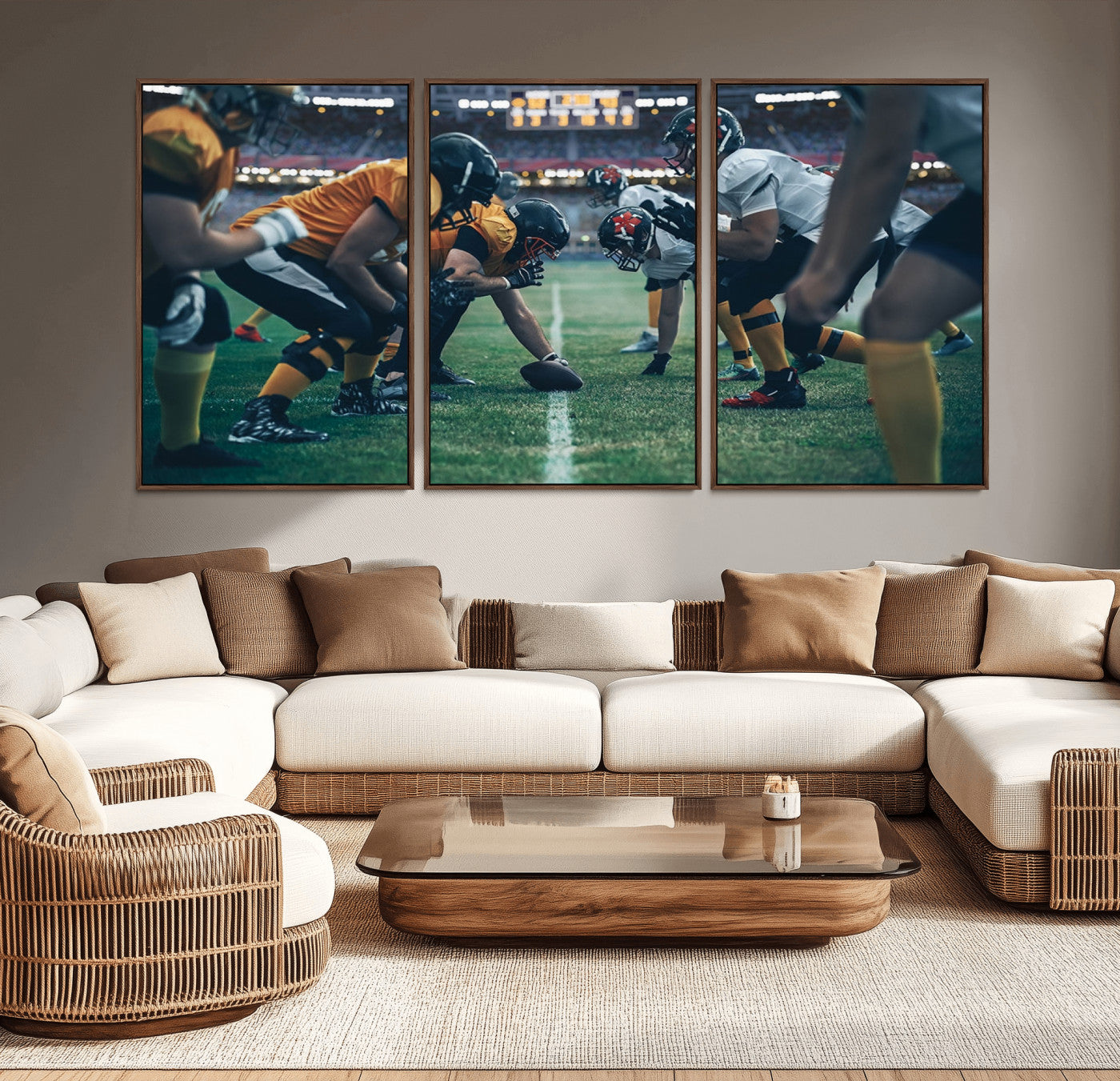 -American Football Playing Wall Art Canvas Print