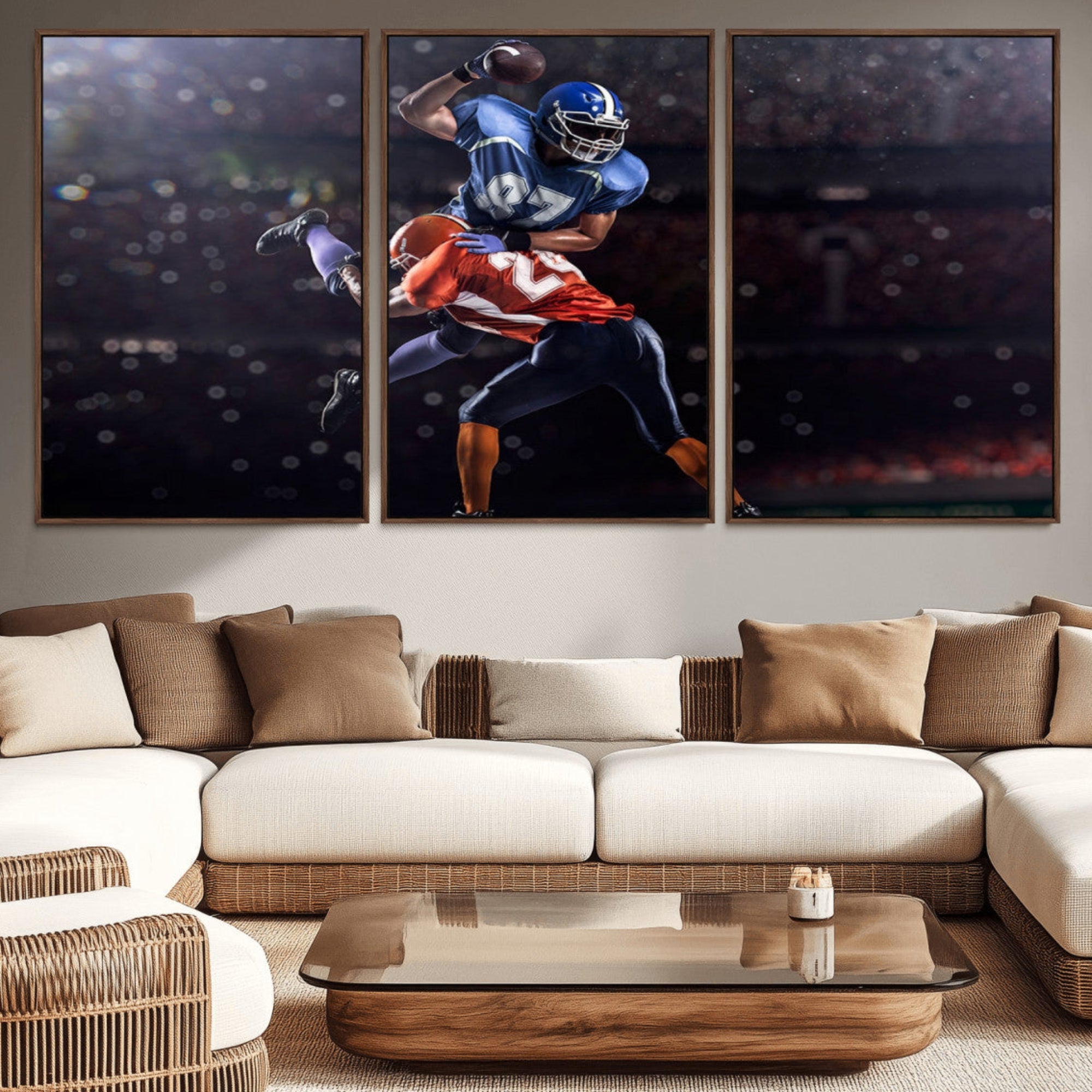 76491-MGV-CV-36X24-American Football Wall Art Canvas Print, Stadium Sport Wall Art Print