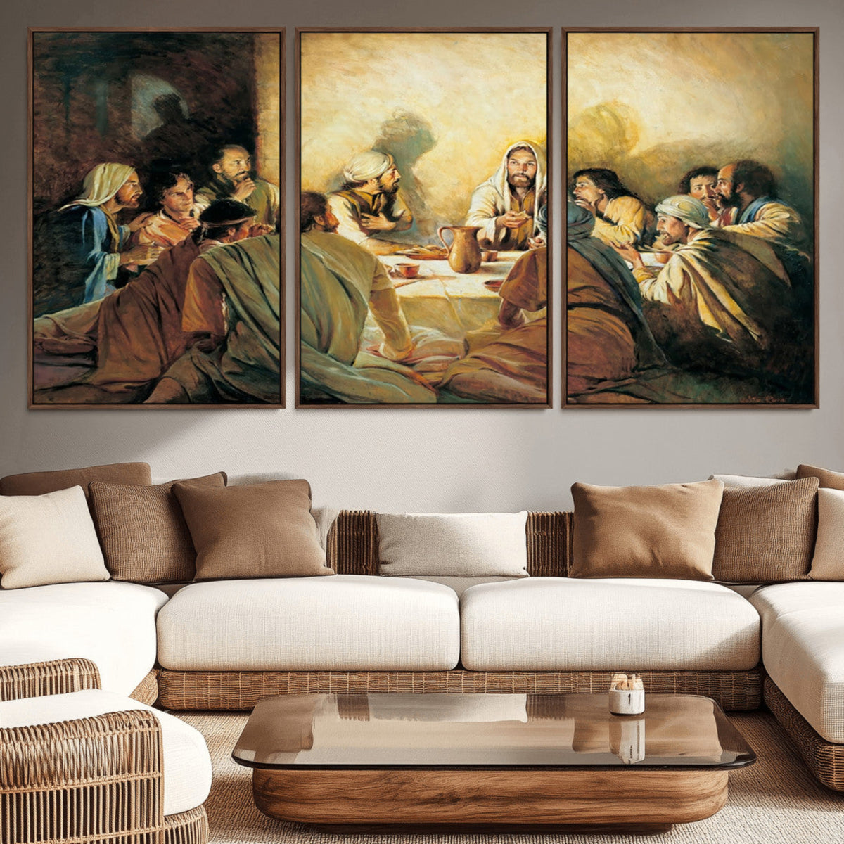 Last Supper Wall Art Canvas Print, Framed Jesus Painting Art Picture ...