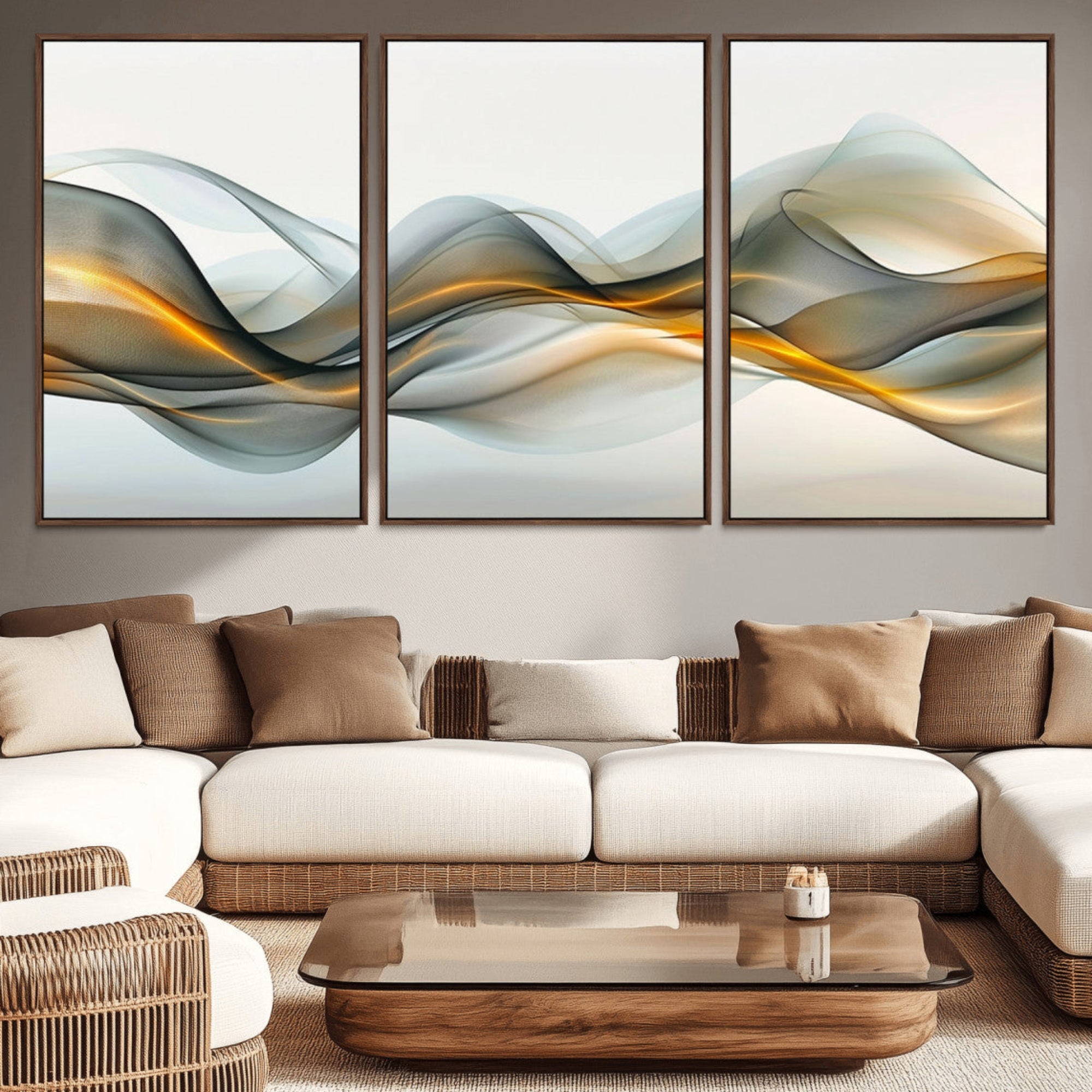 ES1001-MGV-CV-36X24-Abstract Wave Canvas Wall Art – Fluid Contemporary Elegance in Motion – Ready to Hang