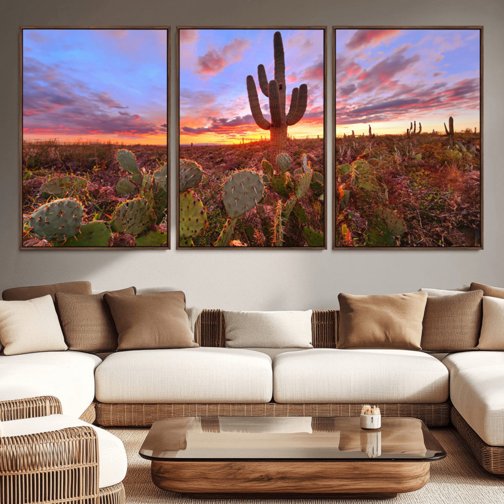 70465-MGV-CV-36X24-Arizona Desert Wall Art Canvas Print - Framed Deser Sunset Wall Decor