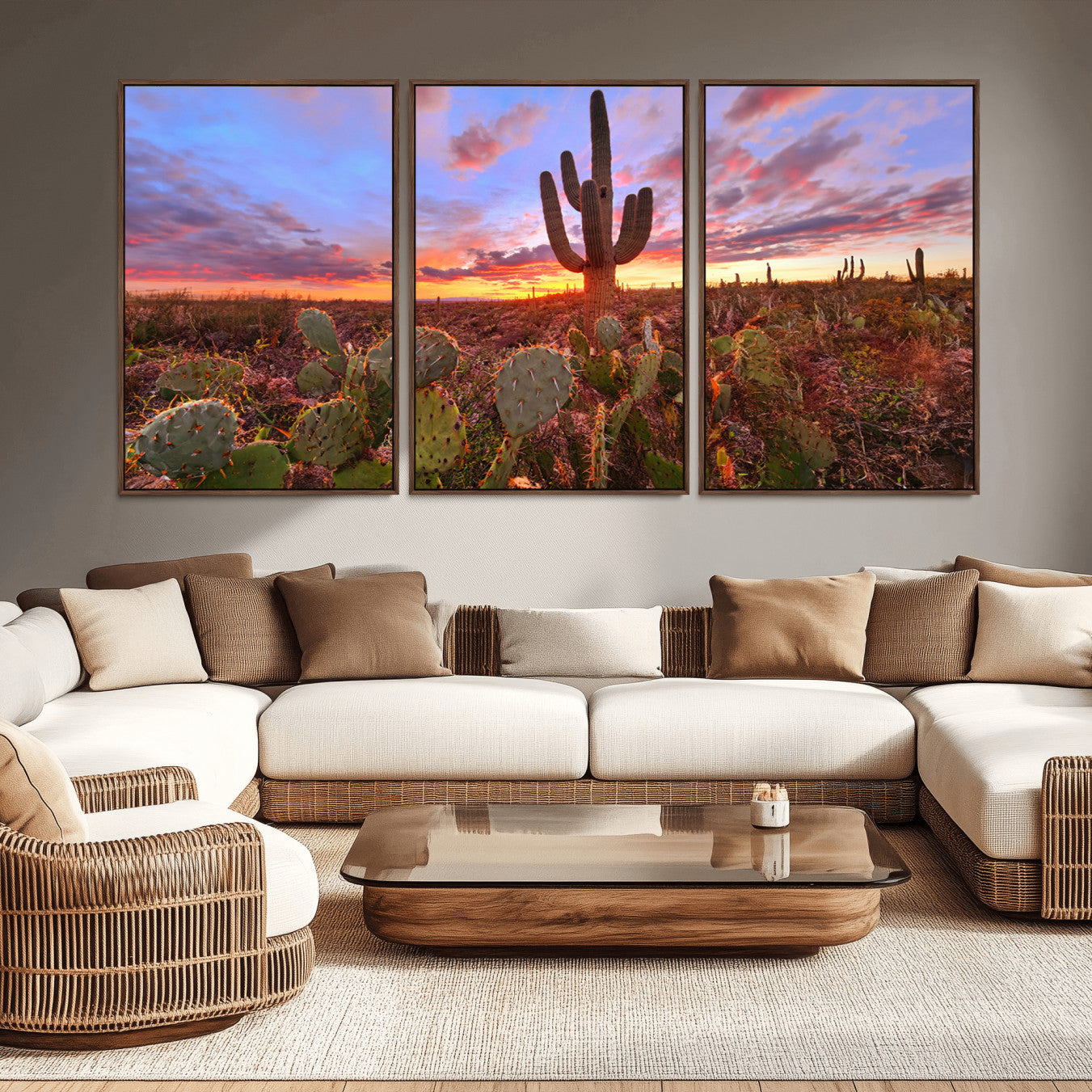 -Arizona Desert Sunset Wall Art Canvas Print