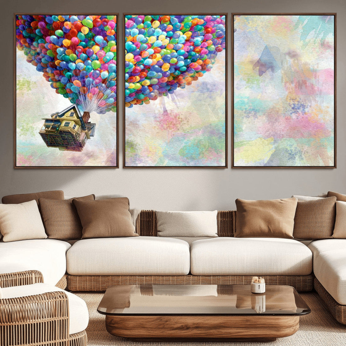 Look Up Pixar Wall Art, Up Pixar Canvas Print for Kids Play and Game Room Decor