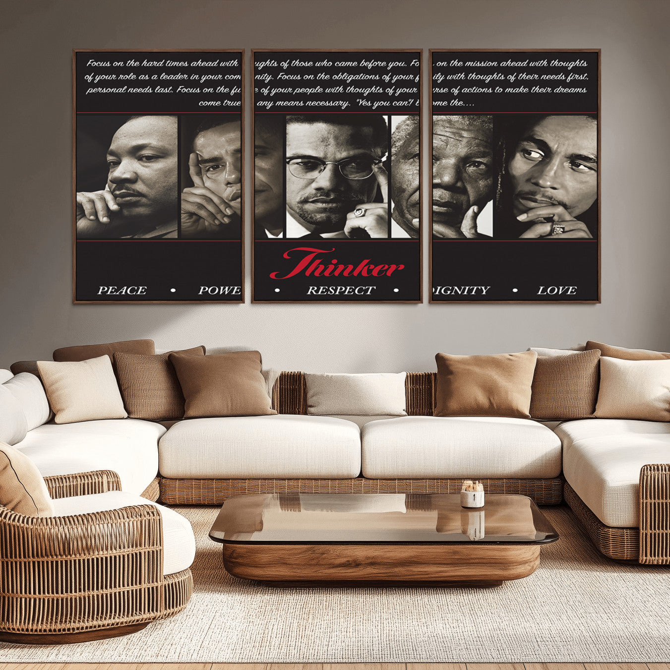 -Thinkers of Wall Art Canvas Print - Inspirational Wall Art Featuring Icons of Peace, Power, and