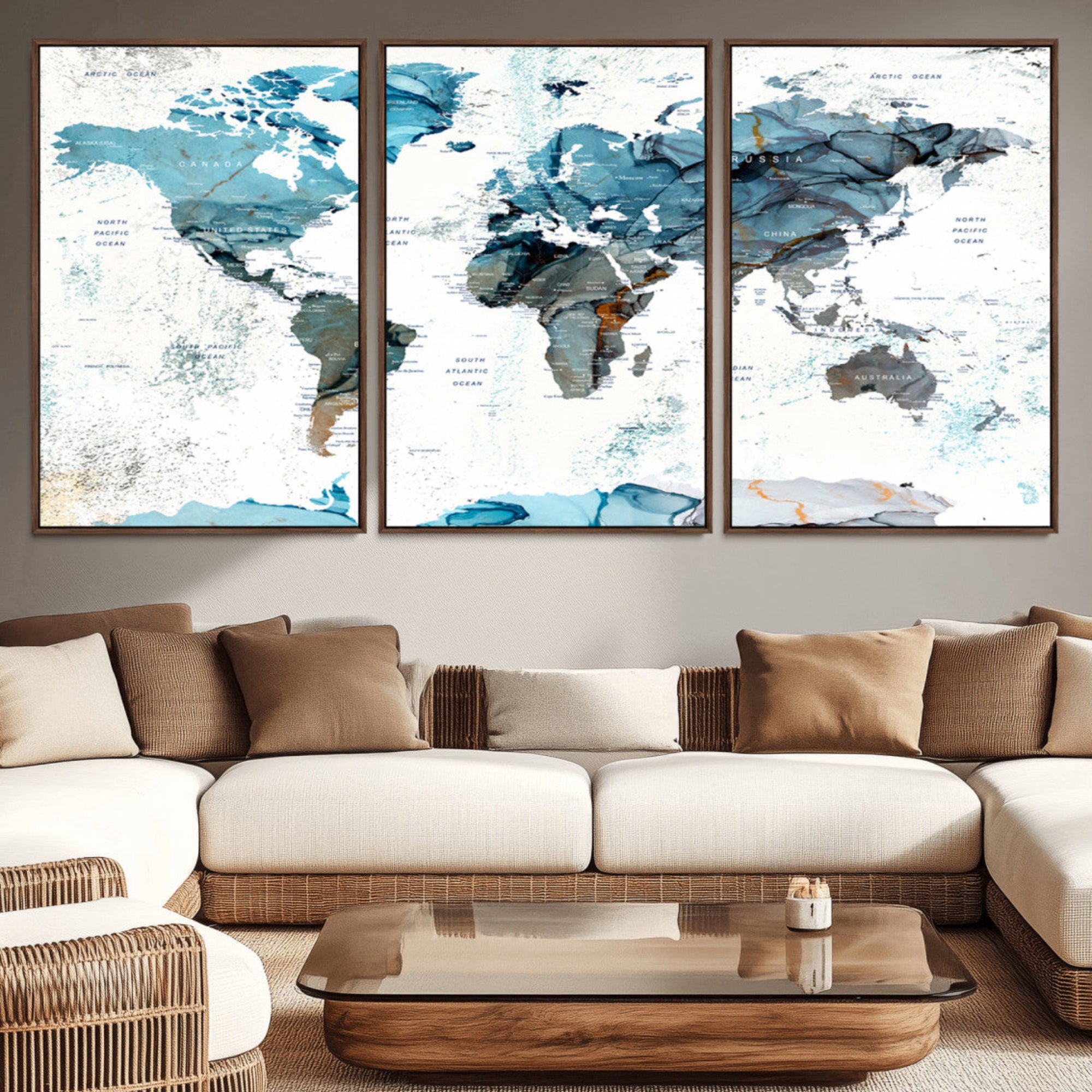 24415-MGV-CV-36X24-Push Pin World Map Canvas Print – Travel Tracker Wall Art for Couples, Perfect Anniversary Gift for Home or Office Decor