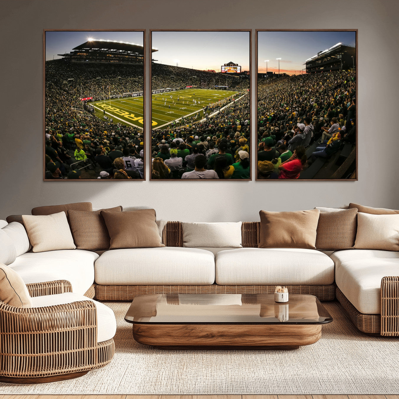 -Oregon Stadium Canvas Wall Art - Captivating Game Day Scene at Autzen Stadium, Oregon Ducks Football