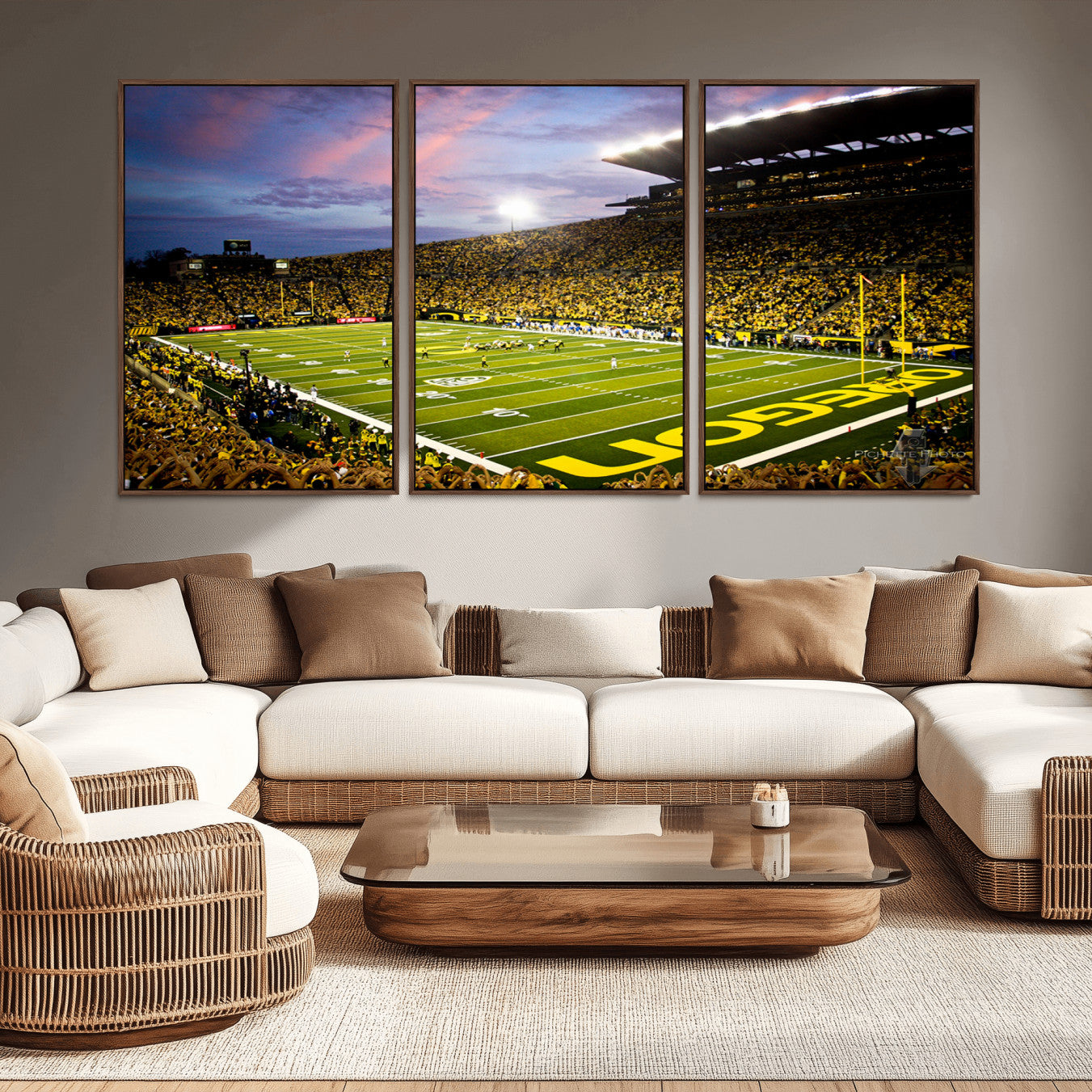 -University of Oregon Ducks Football Team Print - Eugene Autzen Stadium Wall Art Canvas Print