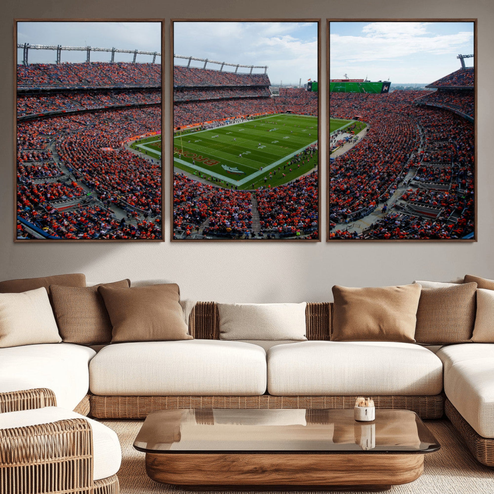 42337-MGV-CV-36X24-Denver Broncos Football Team Print - Empower Field Mile High Stadium Wall Art Canvas Print