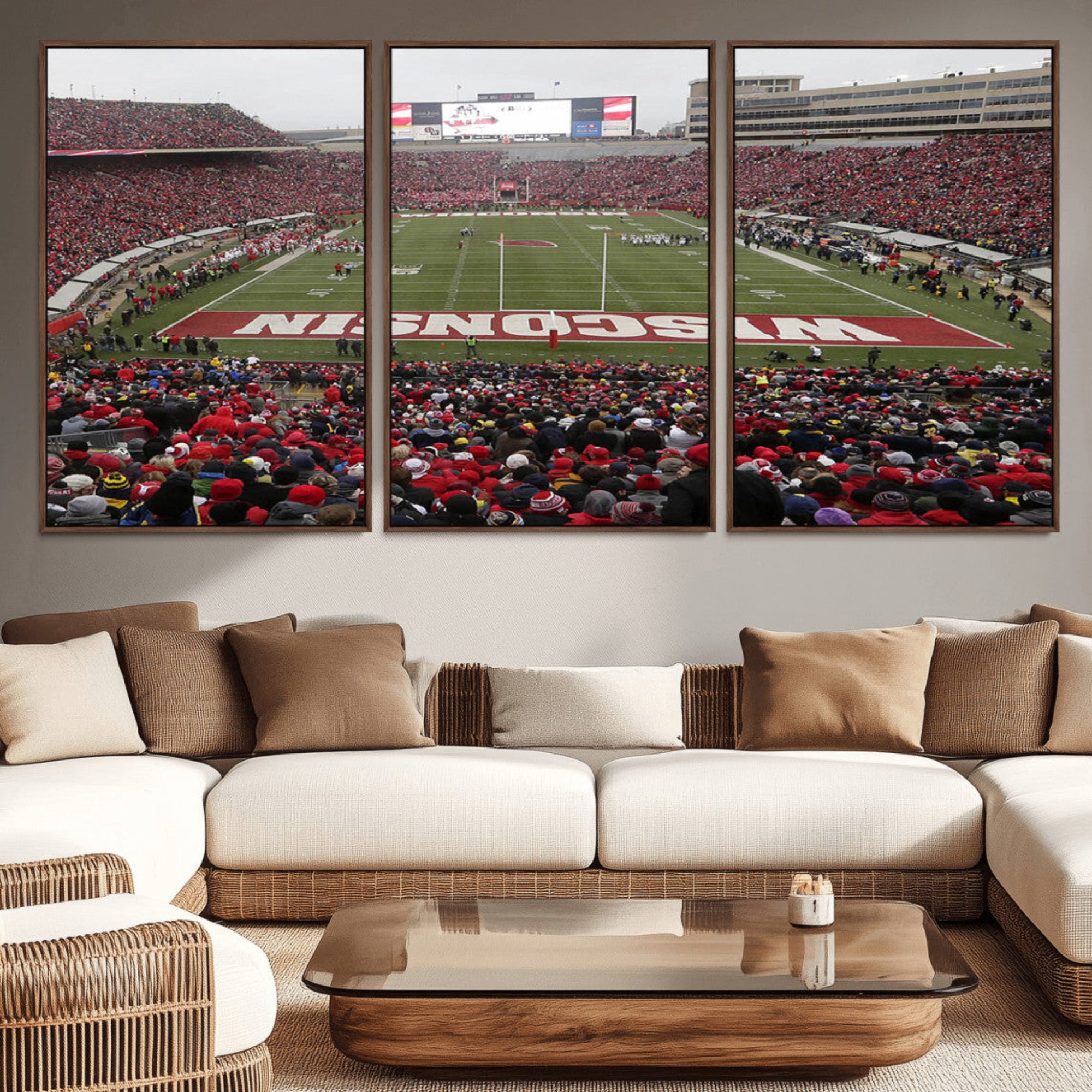 23461-MGV-CV-36X24-Wisconsin Badgers Team Print Canvas - Madison Camp Randall Stadium Wall Art Canvas Print