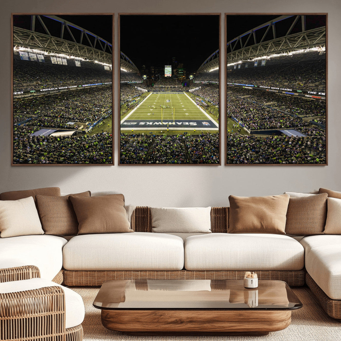 81900-MGV-CV-36X24-Seattle Seahawks Football Team Print Wall Art - Seattle Century Link Field Stadium Wall Art Canvas