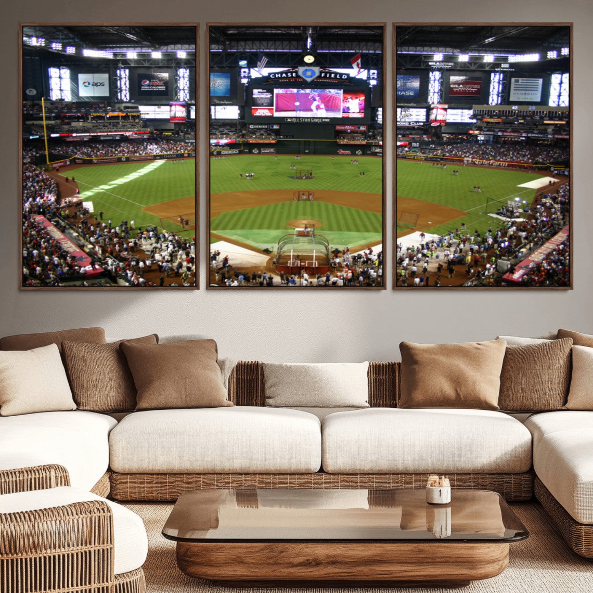 91630-MGV-CV-36X24-Arizona Diamondbacks Baseball Team Print - Phoenix Chase Field Baseball Stadium Wall Art Canvas