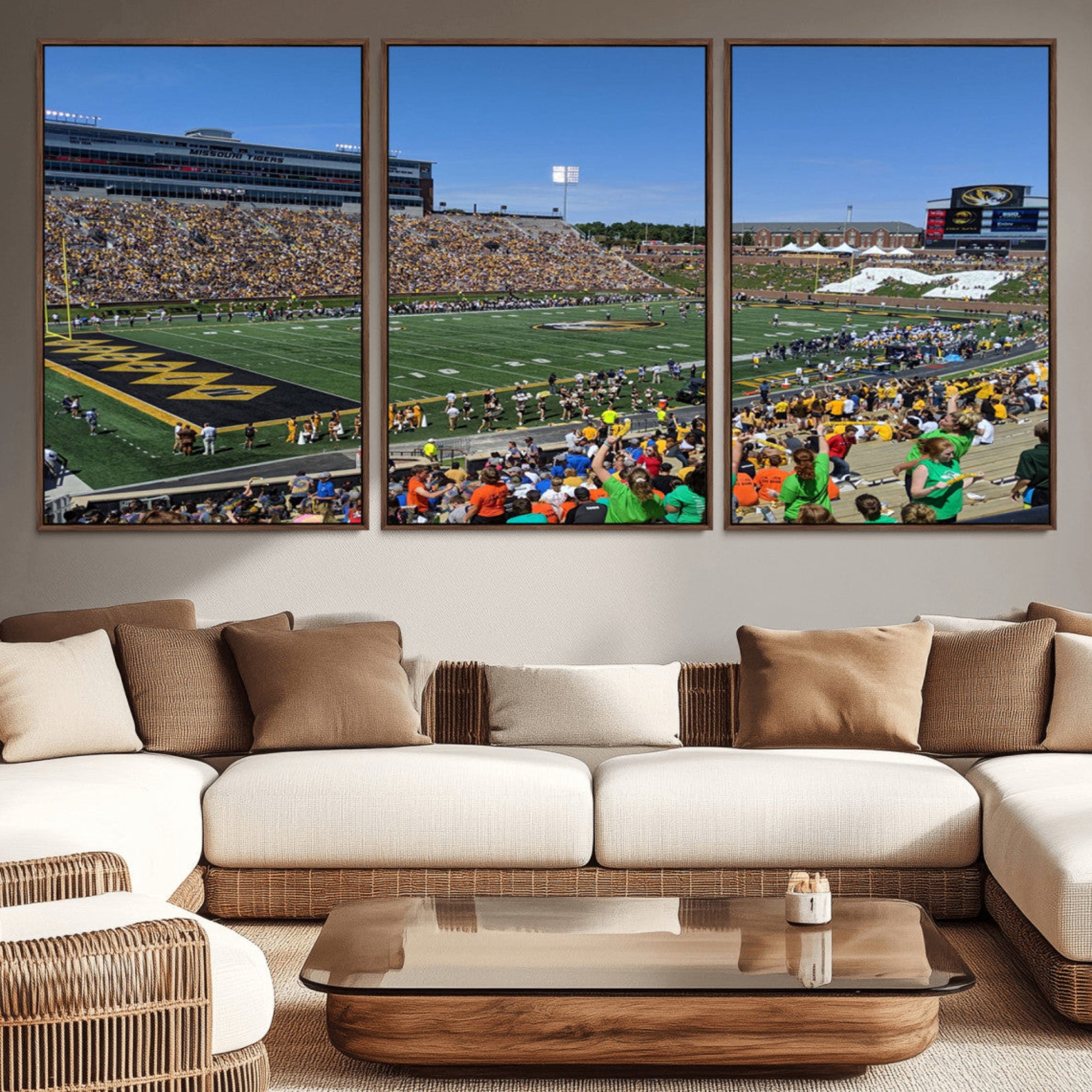38399-MGV-CV-36X24-University of Missouri Tigers Football Team Print - Columbia Faurot Field Memorial Stadium Wall Art